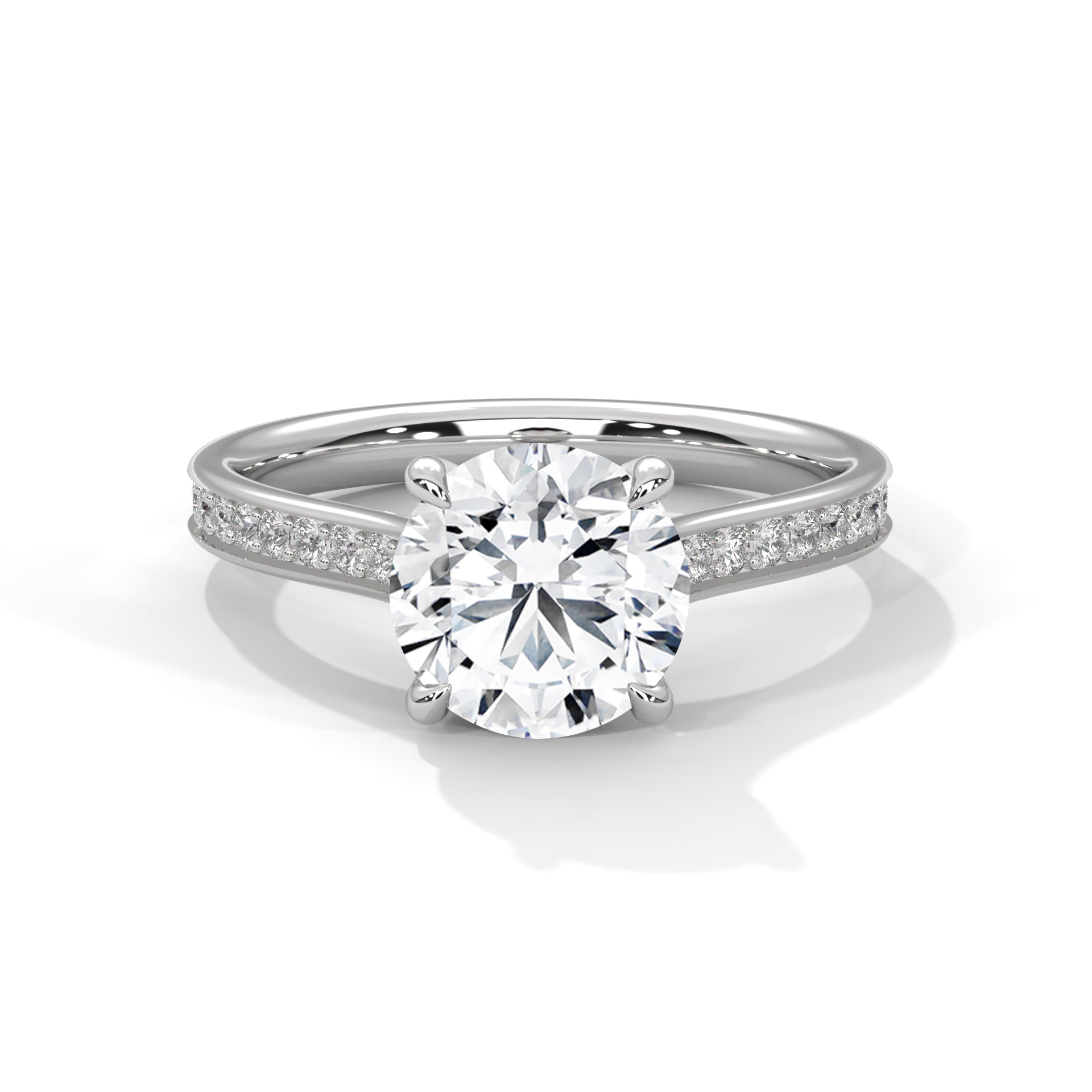 Pave 3 CT Round-Cut Lab Grown Diamond Ring | 3.29 CTW