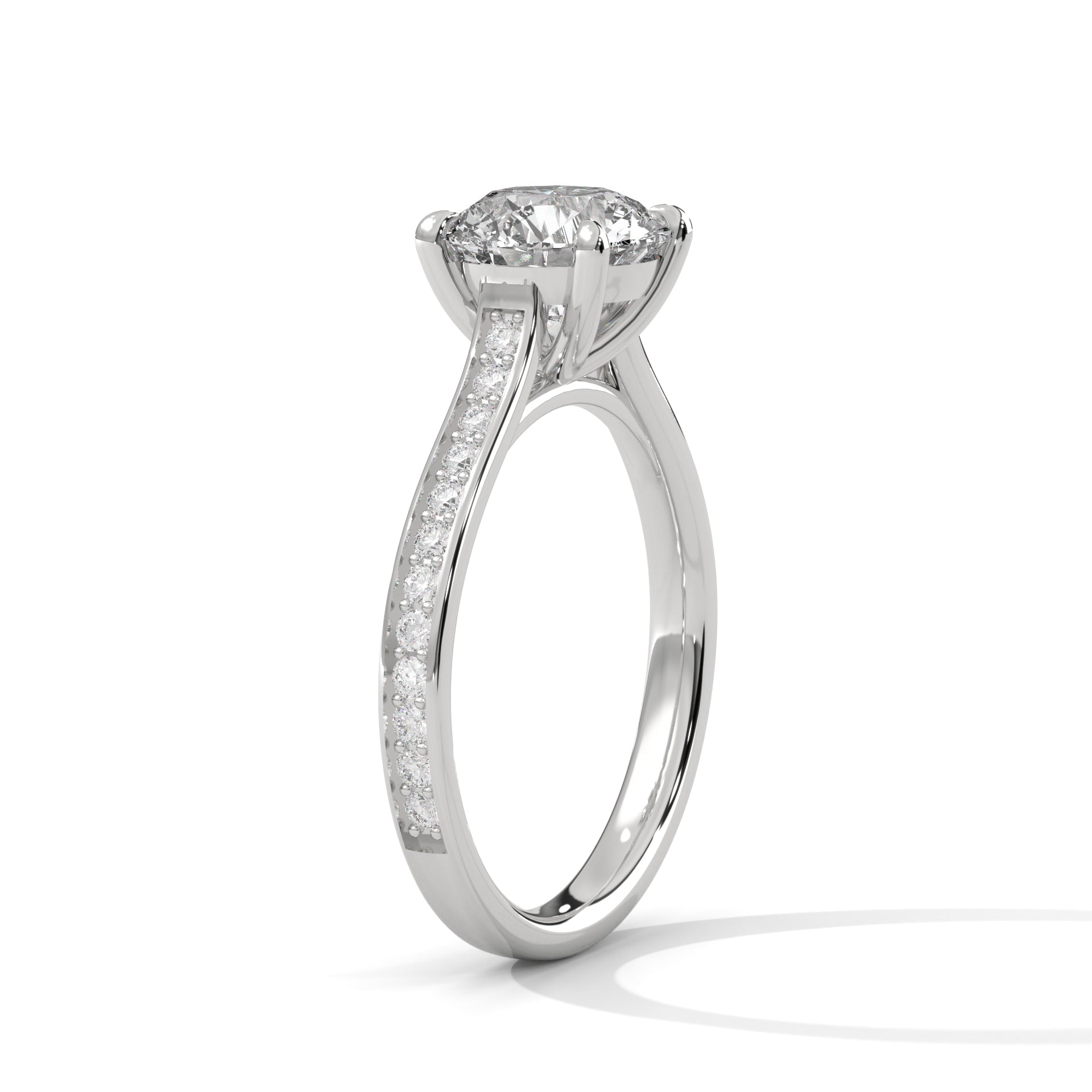 Round-Cut 1.5 CT Lab Grown Diamond 4-Prong Pave Ring | 1.79 CTW