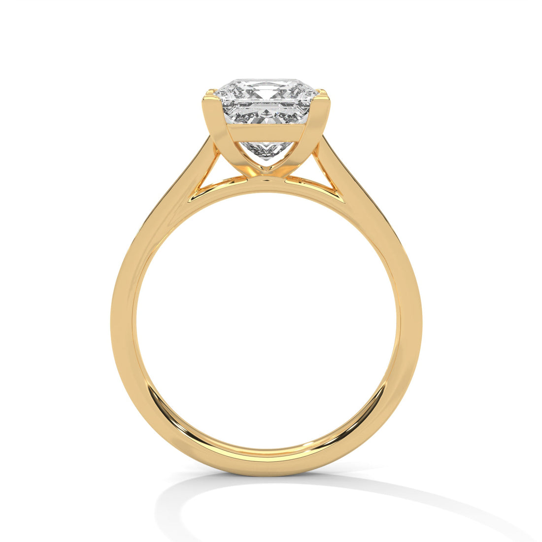 Princess-Cut Diamond Engagement Ring with Pave Band and 4-Prong Setting