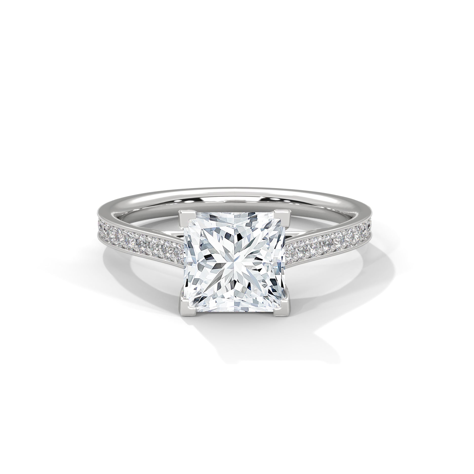 Pave 1 CT Lab Grown Diamond Princess-Cut Engagement Ring | 1.24 CTW