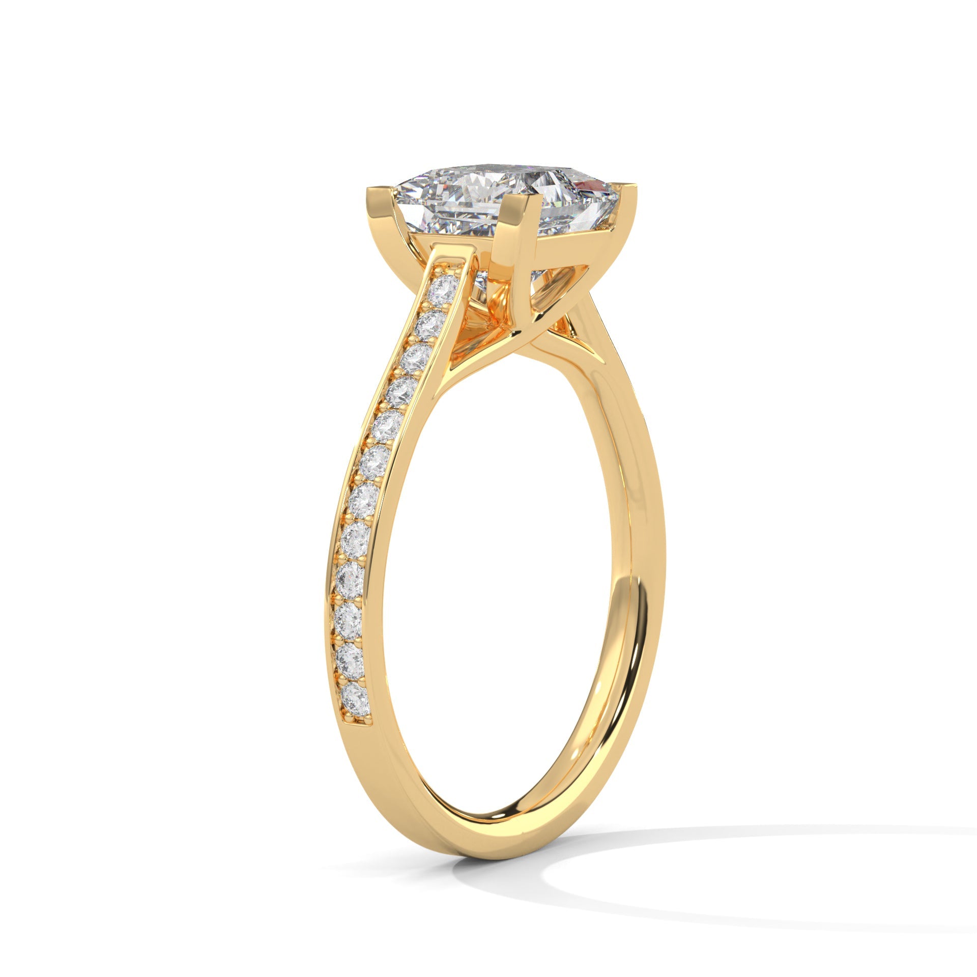 Pave 1 CT Lab Grown Diamond Princess-Cut Engagement Ring | 1.24 CTW