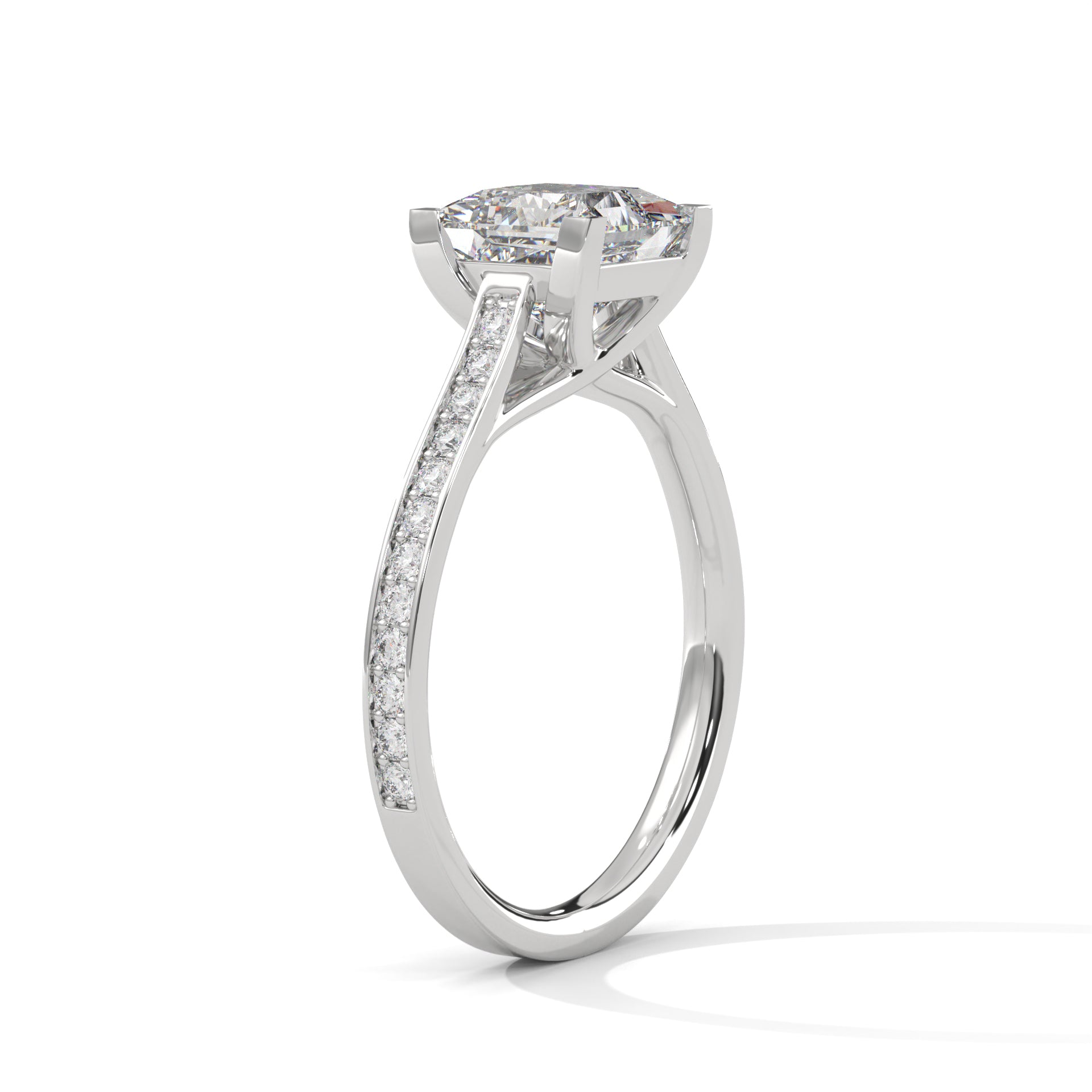 Pave 1 CT Lab Grown Diamond Princess-Cut Engagement Ring | 1.24 CTW