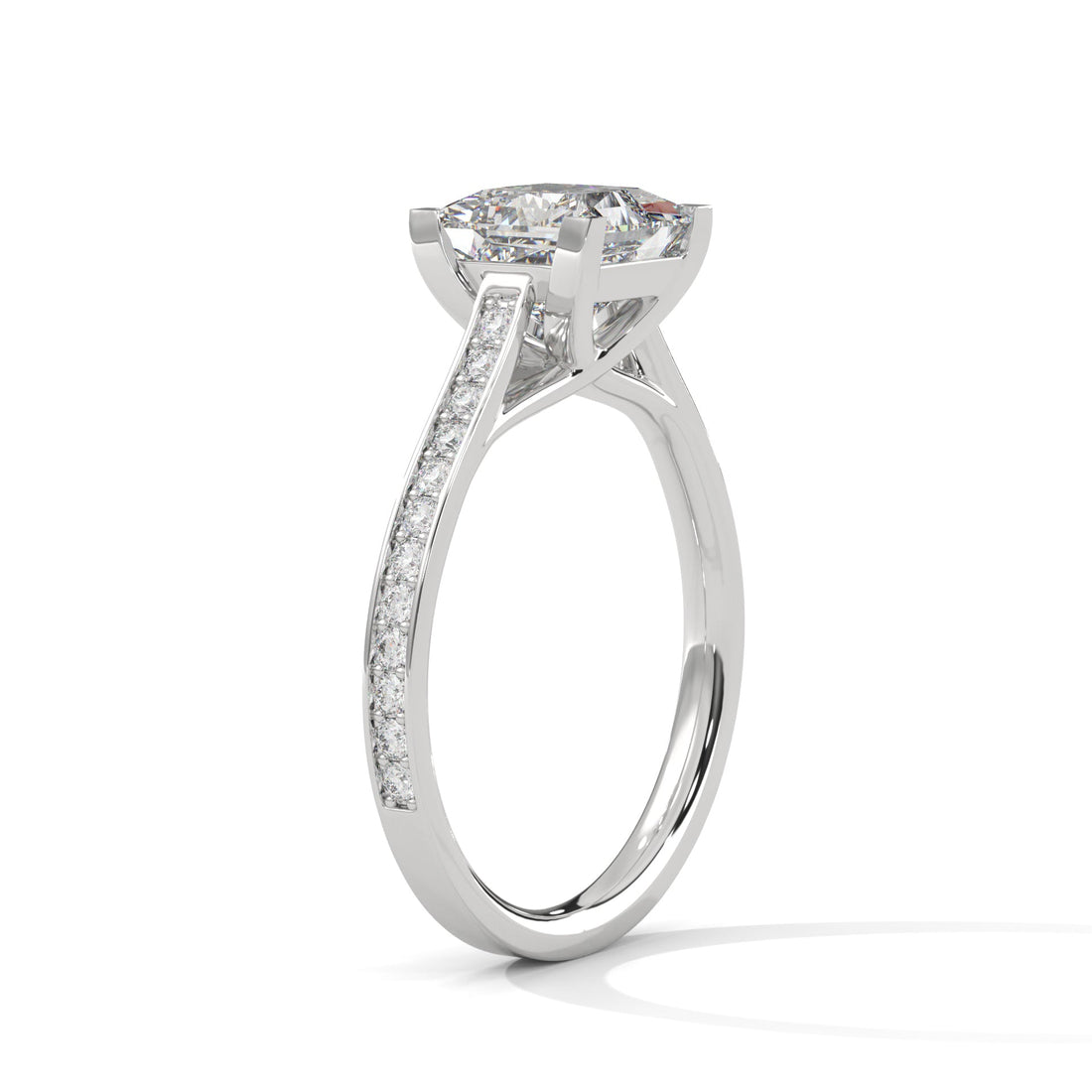 Pave 1 CT Lab Grown Diamond Princess-Cut Engagement Ring | 1.24 CTW