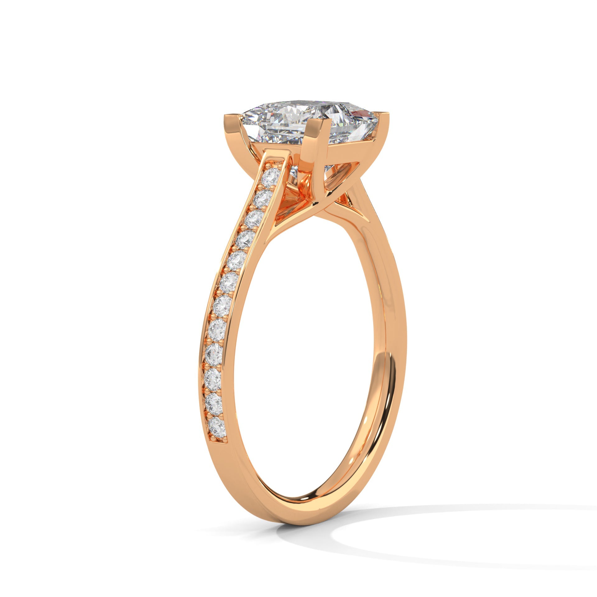 Pave 1 CT Lab Grown Diamond Princess-Cut Engagement Ring | 1.24 CTW