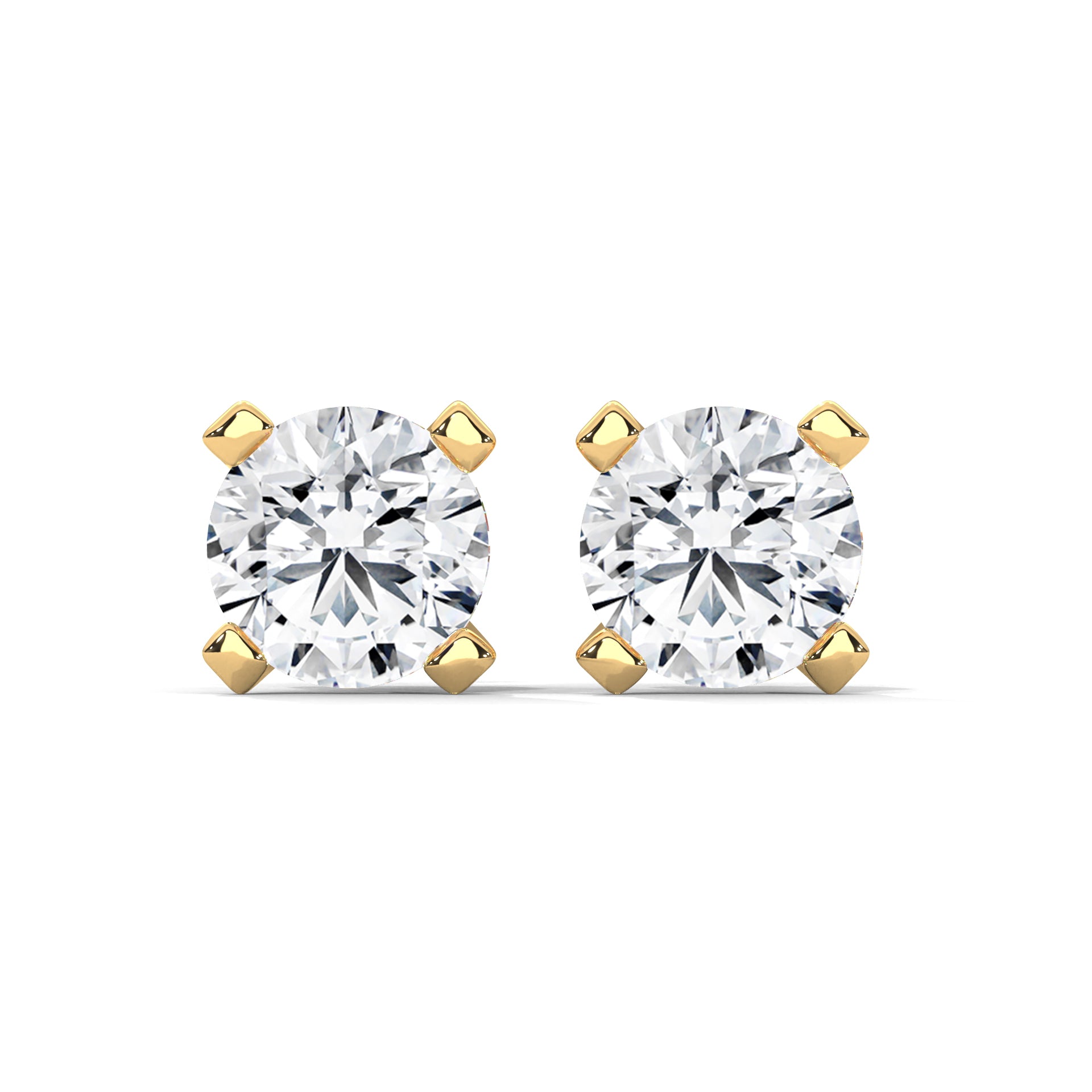 Exquisite Round-Cut Diamond Stud Earrings in 14K Gold | 2-6 CTW