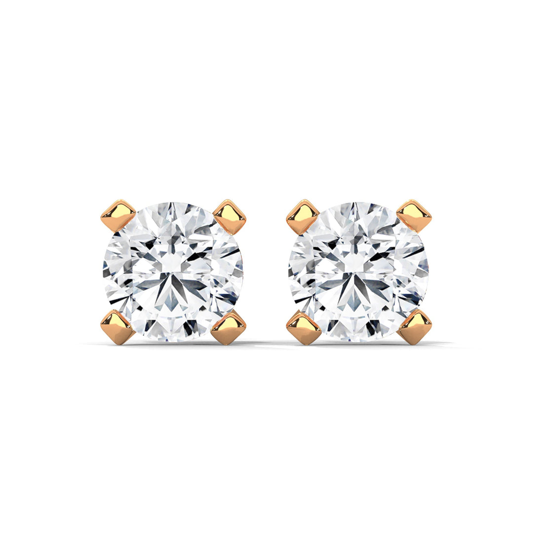 Exquisite Round-Cut Diamond Stud Earrings in 14K Gold | 2-6 CTW