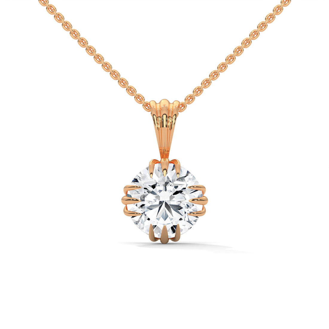 Round-Cut Diamond Pendant Necklace 2ctw E-VS1 | 14K Gold | 16-18 inch Chain