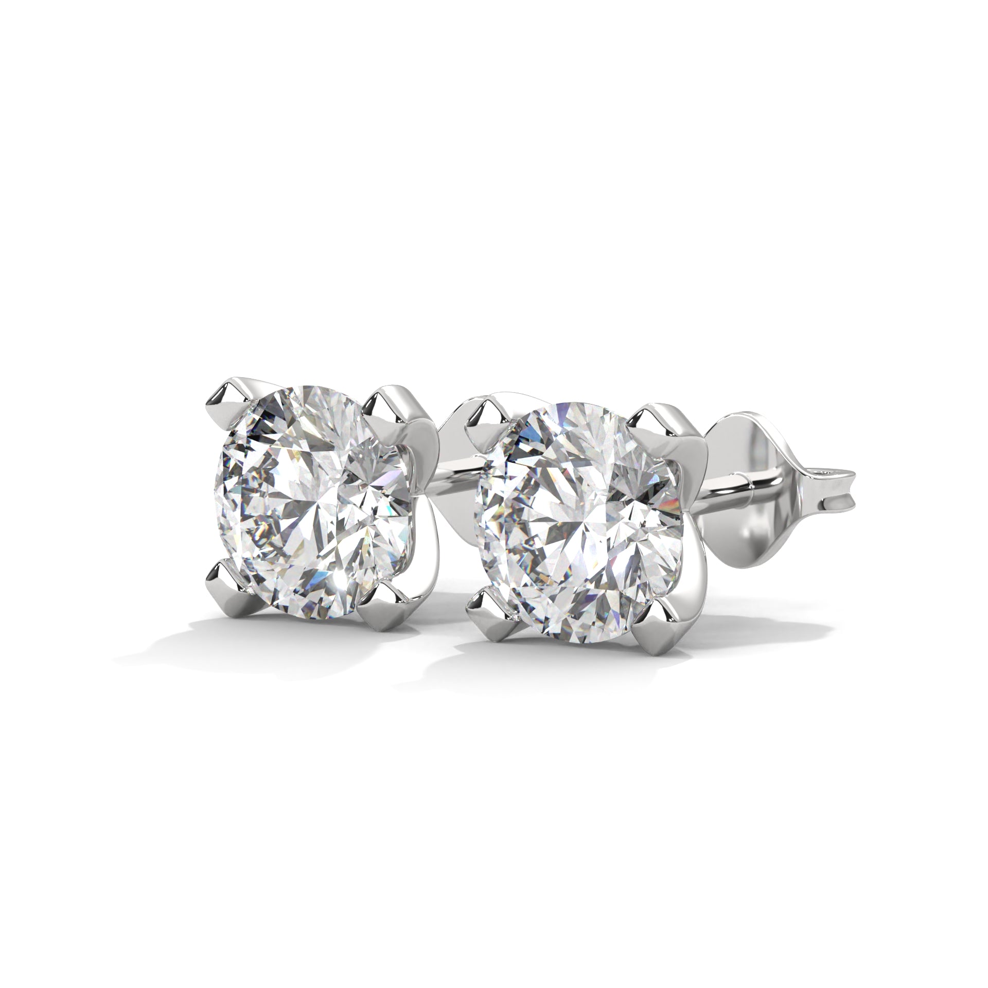Exquisite Round-Cut Diamond Stud Earrings in 14K Gold | 2-6 CTW