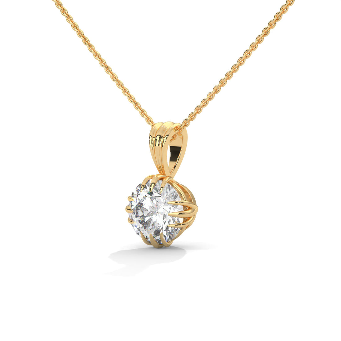 Round-Cut Diamond Pendant Necklace 2ctw E-VS1 | 14K Gold | 16-18 inch Chain