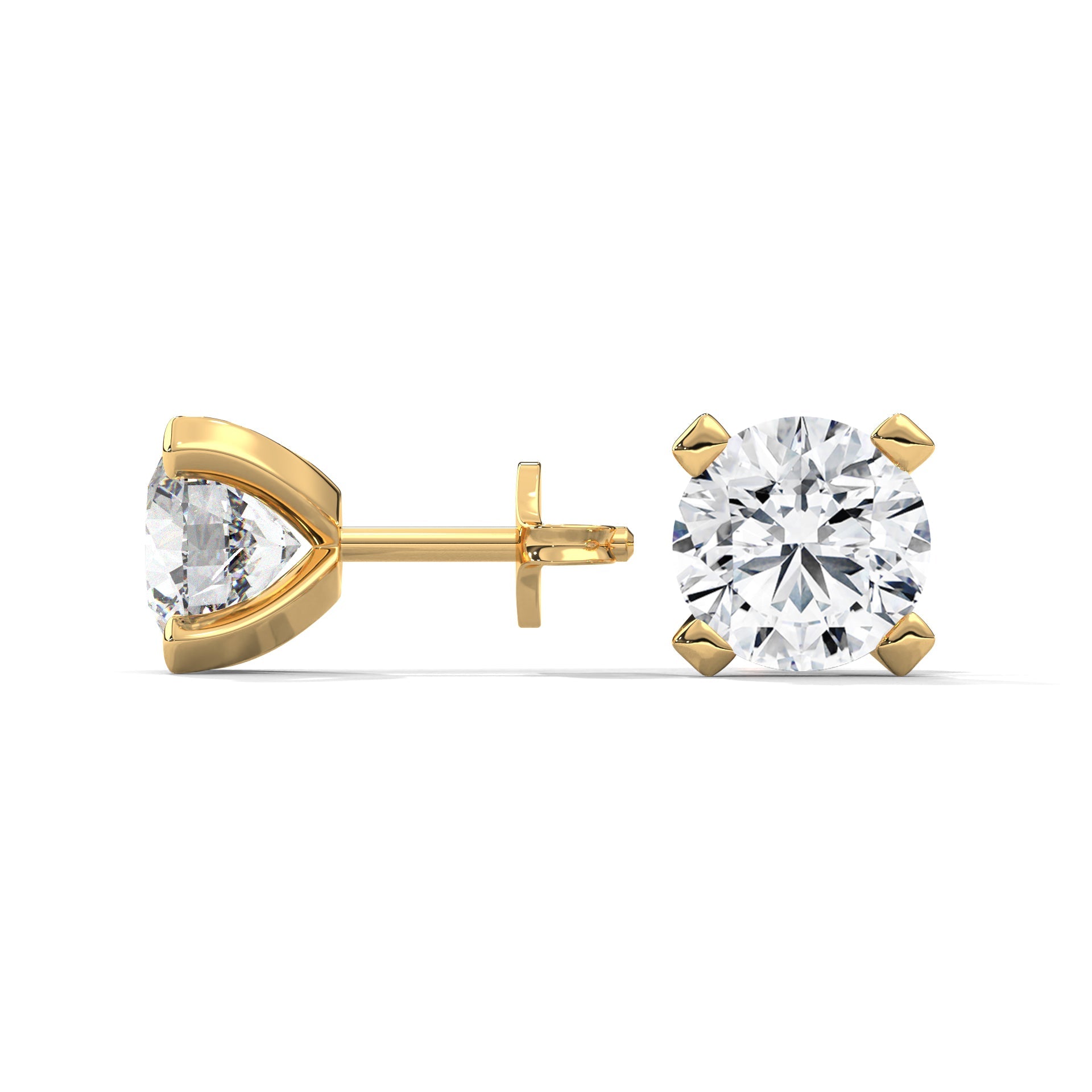Exquisite Round-Cut Diamond Stud Earrings in 14K Gold | 2-6 CTW