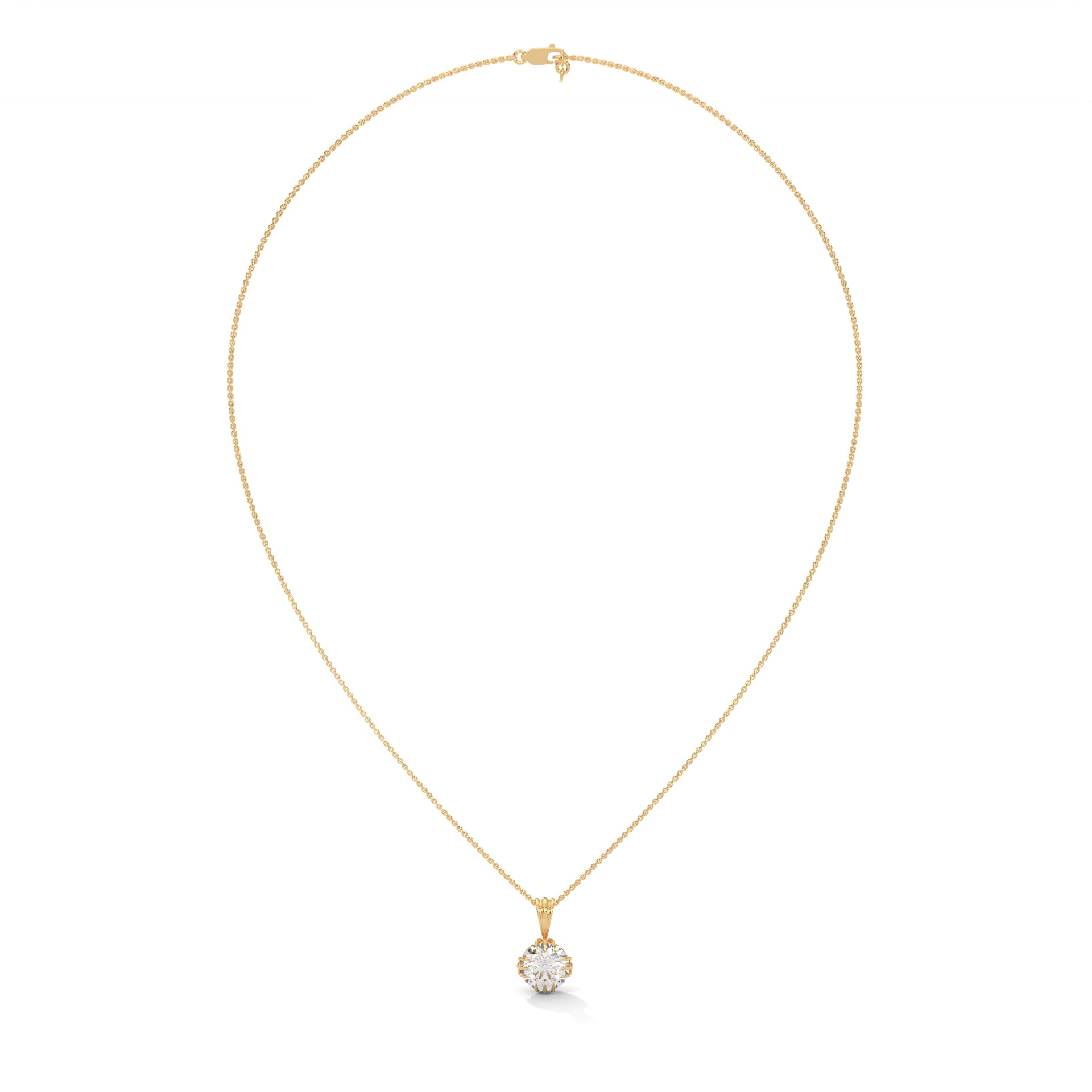 Round-Cut Diamond Pendant Necklace 2ctw E-VS1 | 14K Gold | 16-18 inch Chain