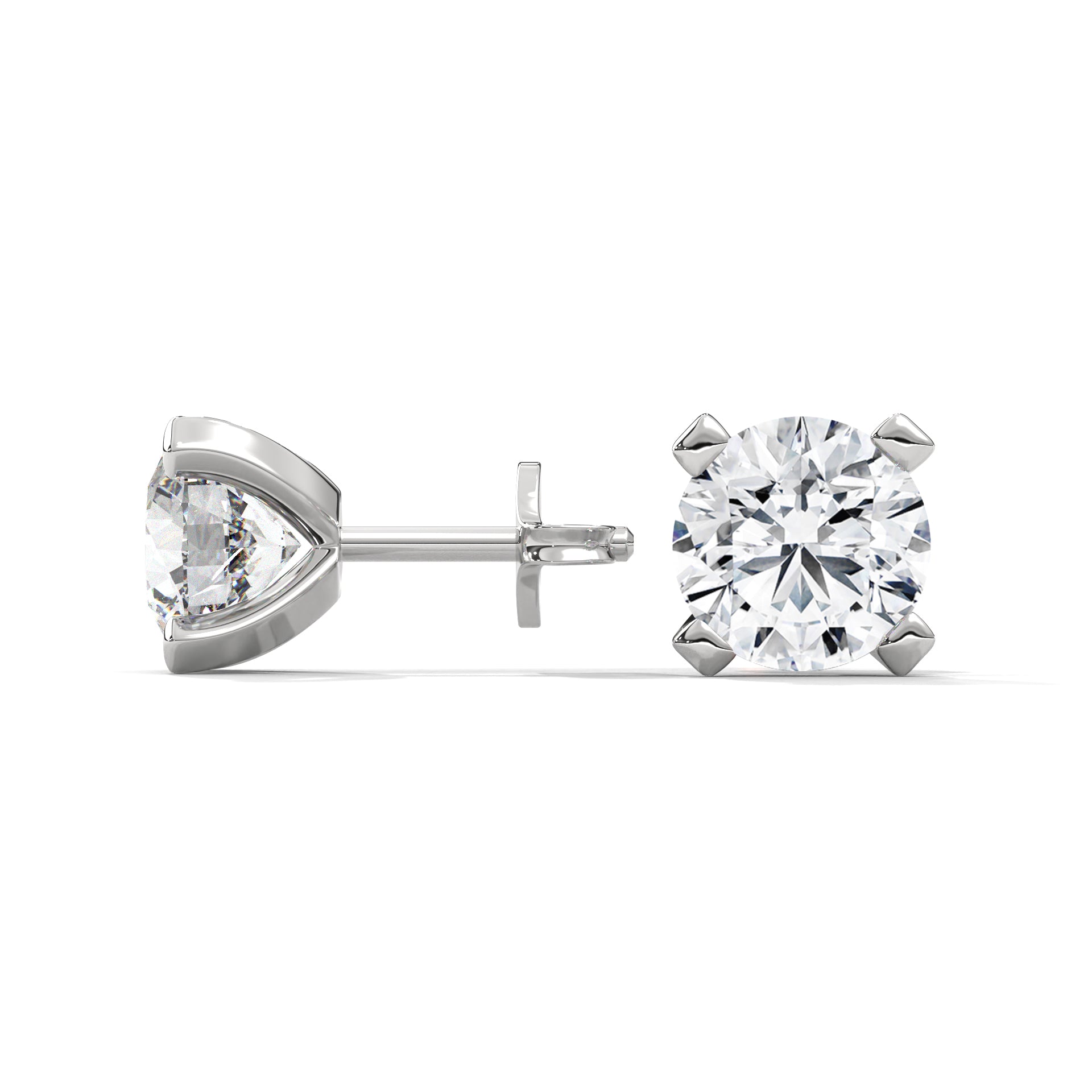 Exquisite Round-Cut Diamond Stud Earrings in 14K Gold | 2-6 CTW