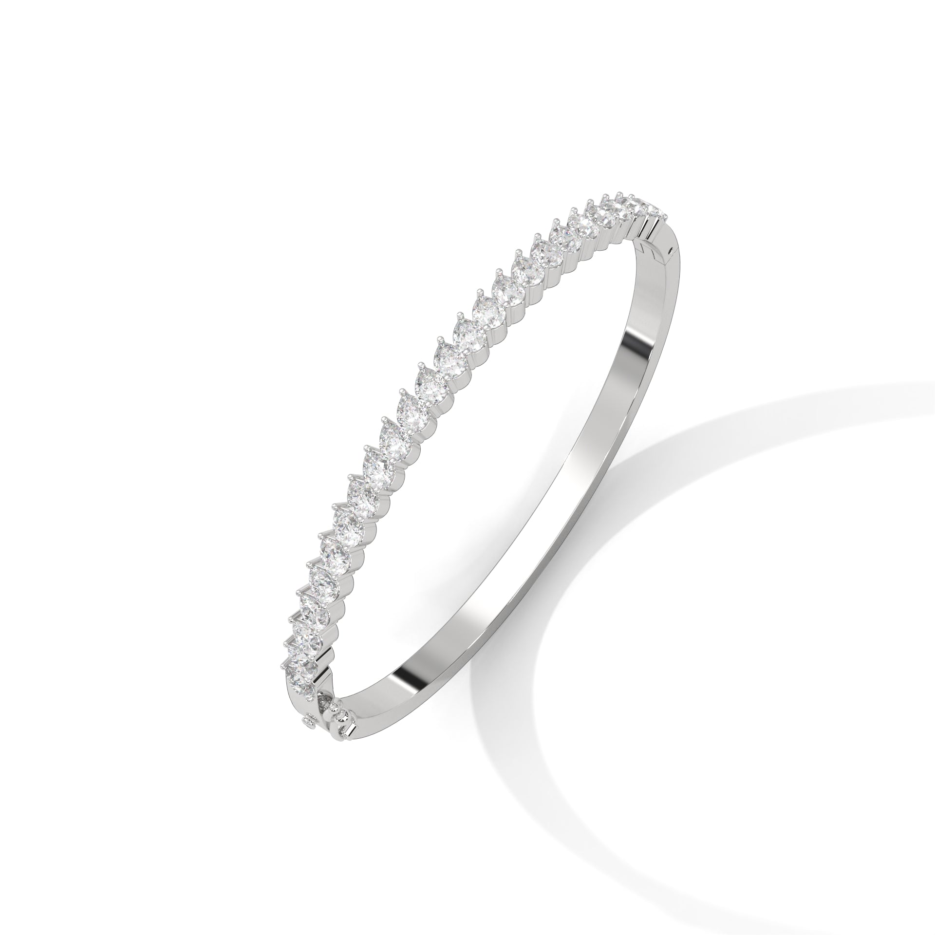Pear Lab-Grown Diamond Gold Bangle Bracelet | 5.25 CTW