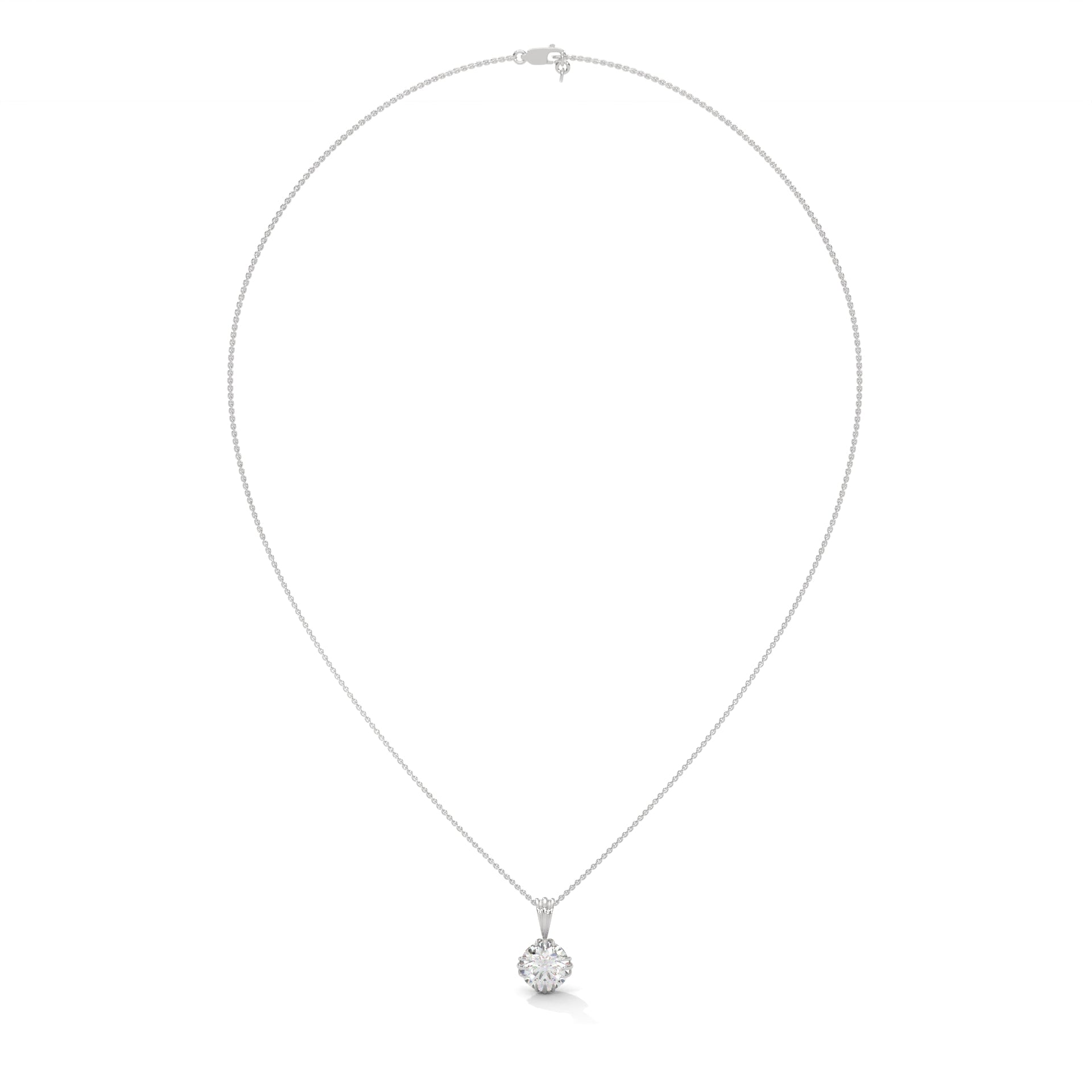 Round-Cut Diamond Pendant Necklace 2ctw E-VS1 | 14K Gold | 16-18 inch Chain