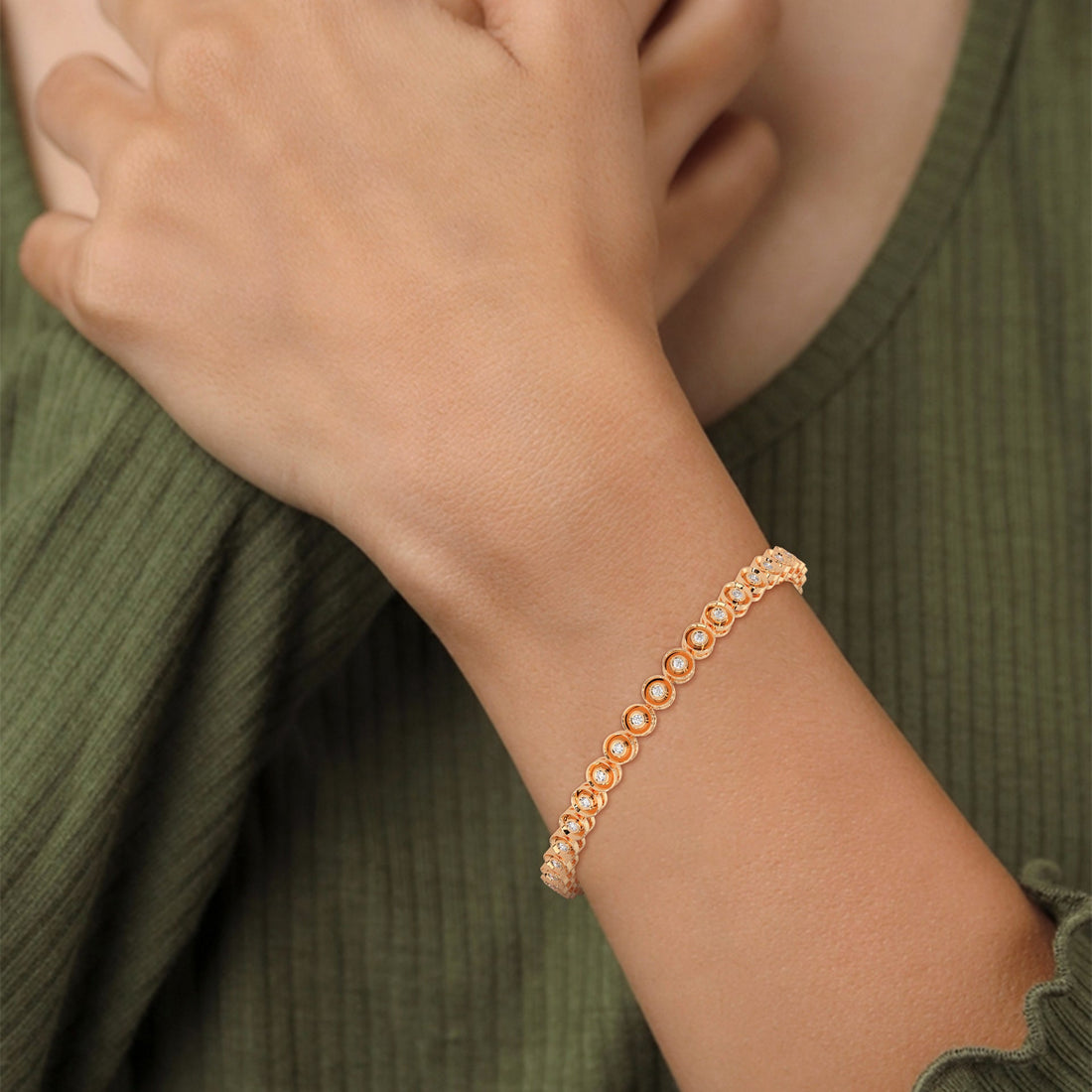 Bezel-Set Lab-Grown Diamond Gold Tennis Bracelet | 0.68 CTW