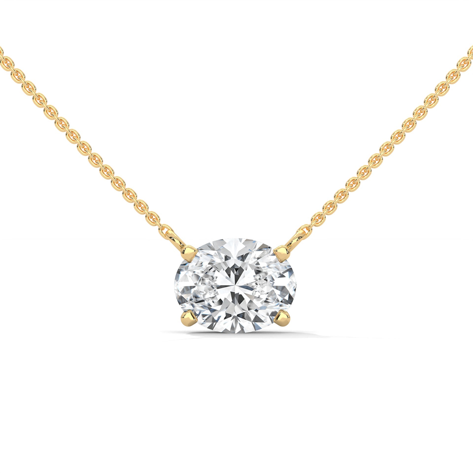 Oval-Cut Diamond Pendant Necklace 2.00ct E-VS1 | 14K Gold | 16”&18” Chain