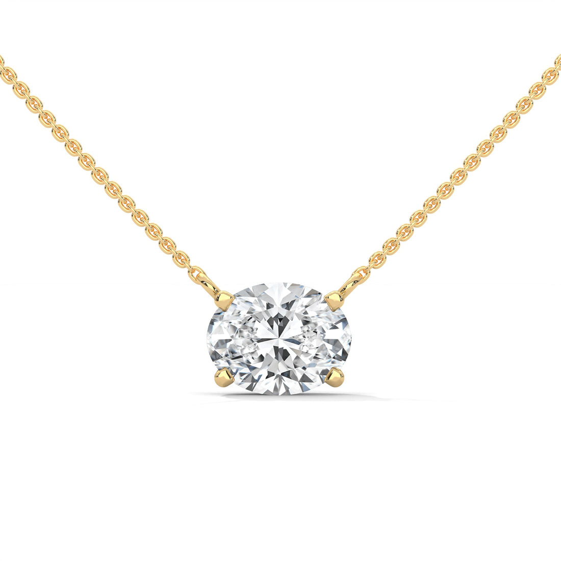 Oval-Cut Diamond Pendant Necklace 2.00ct E-VS1 | 14K Gold | 16”&18” Chain