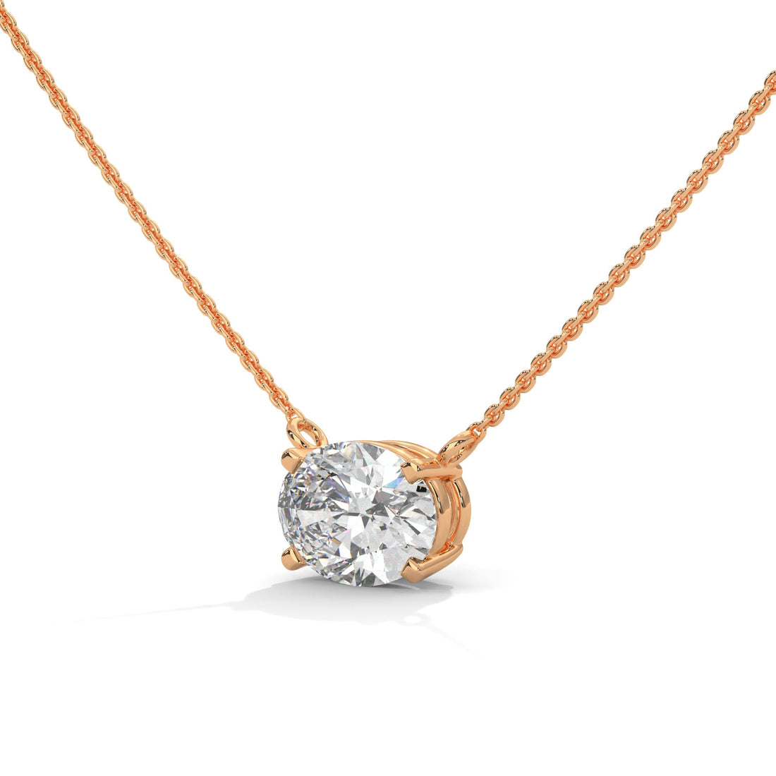 Oval-Cut Diamond Pendant Necklace 2.00ct E-VS1 | 14K Gold | 16”&18” Chain