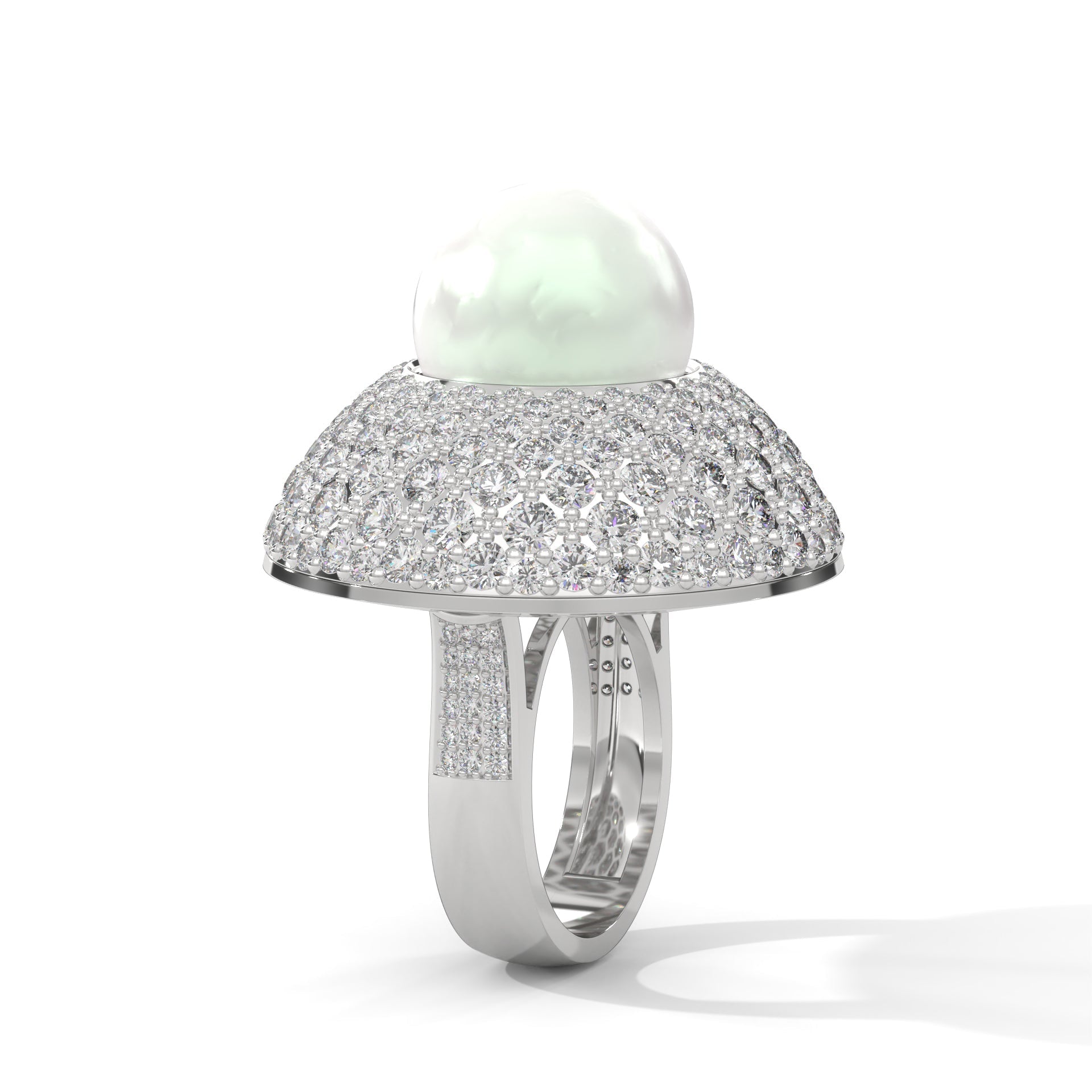 Celestia 5.88 CTW Lab-Grown Diamond & Pearl Halo Ring | 14K & 18K Gold