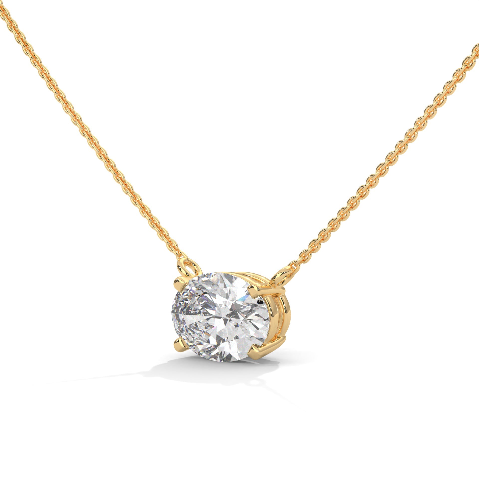 Oval-Cut Diamond Pendant Necklace 2.00ct E-VS1 | 14K Gold | 16”&18” Chain