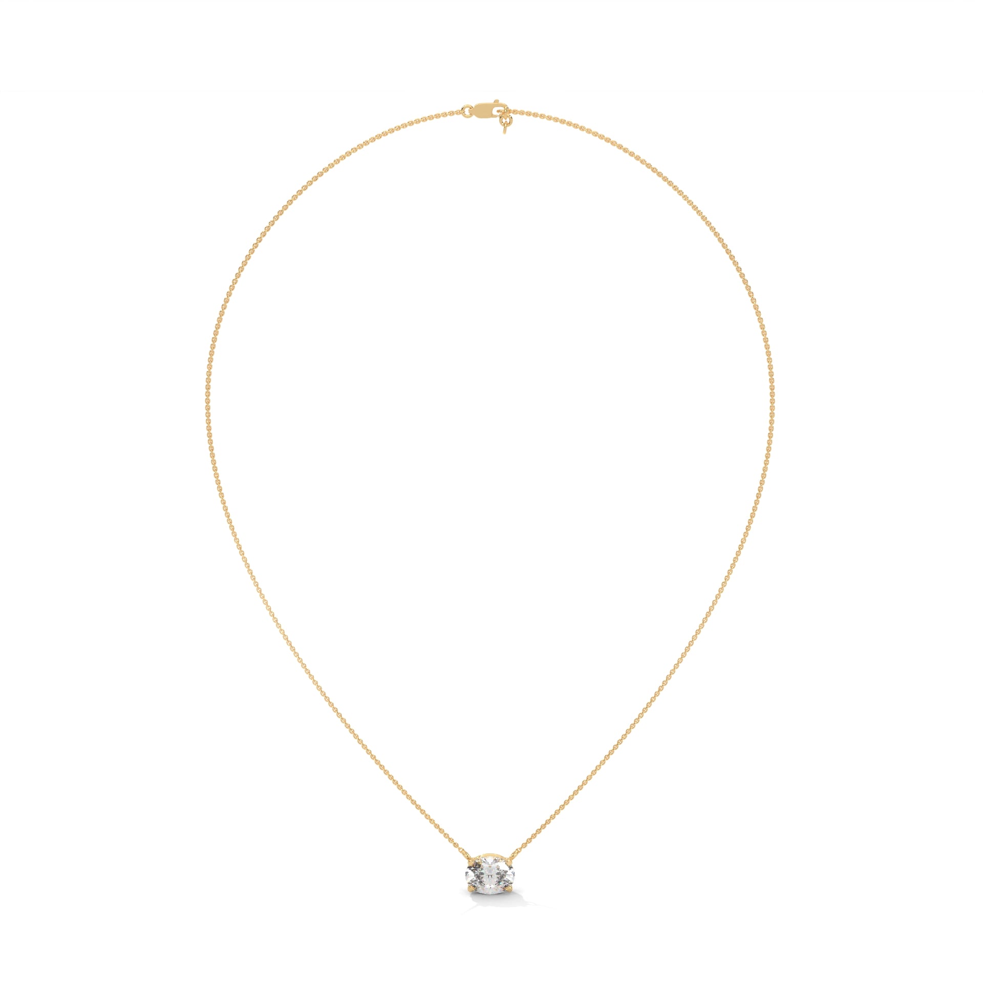 Oval-Cut Diamond Pendant Necklace 2.00ct E-VS1 | 14K Gold | 16”&18” Chain