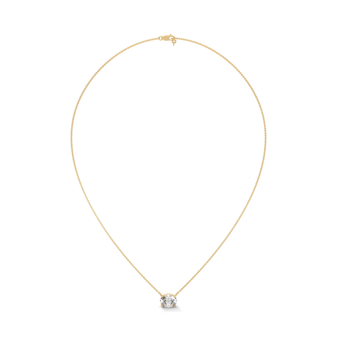 Oval-Cut Diamond Pendant Necklace 2.00ct E-VS1 | 14K Gold | 16”&18” Chain