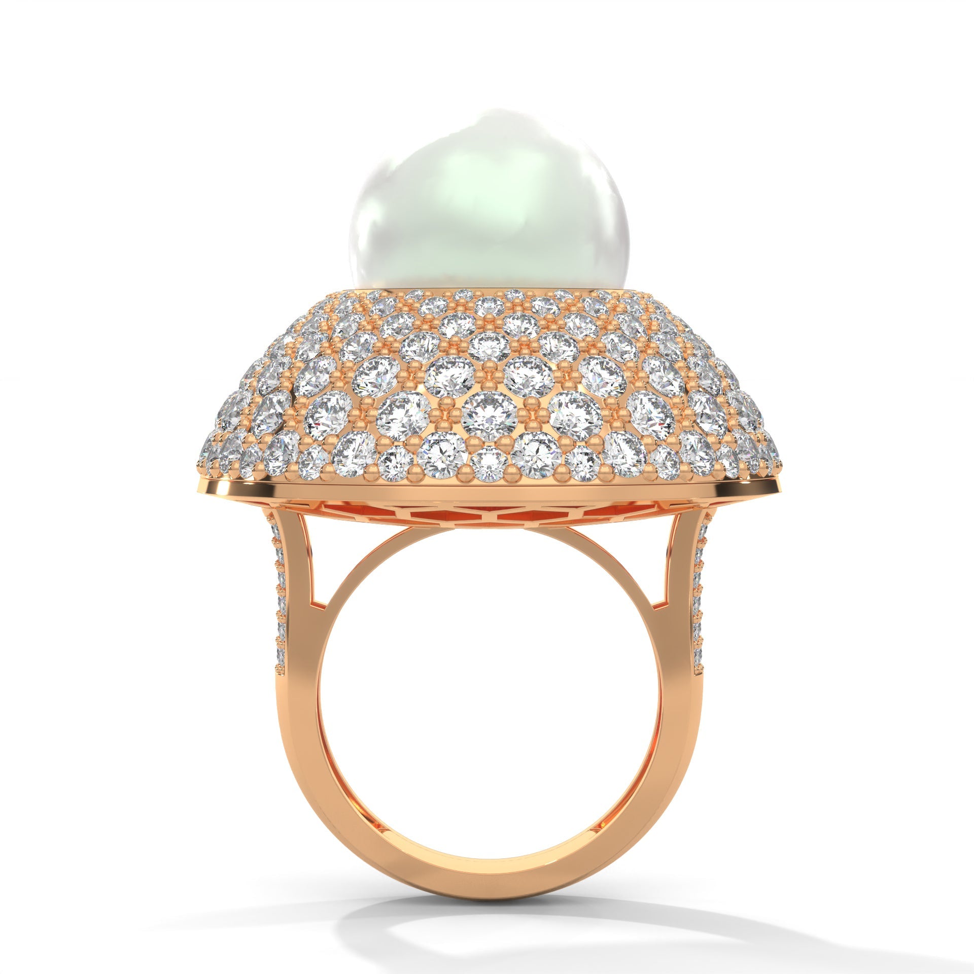 Celestia 5.88 CTW Lab-Grown Diamond & Pearl Halo Ring | 14K & 18K Gold