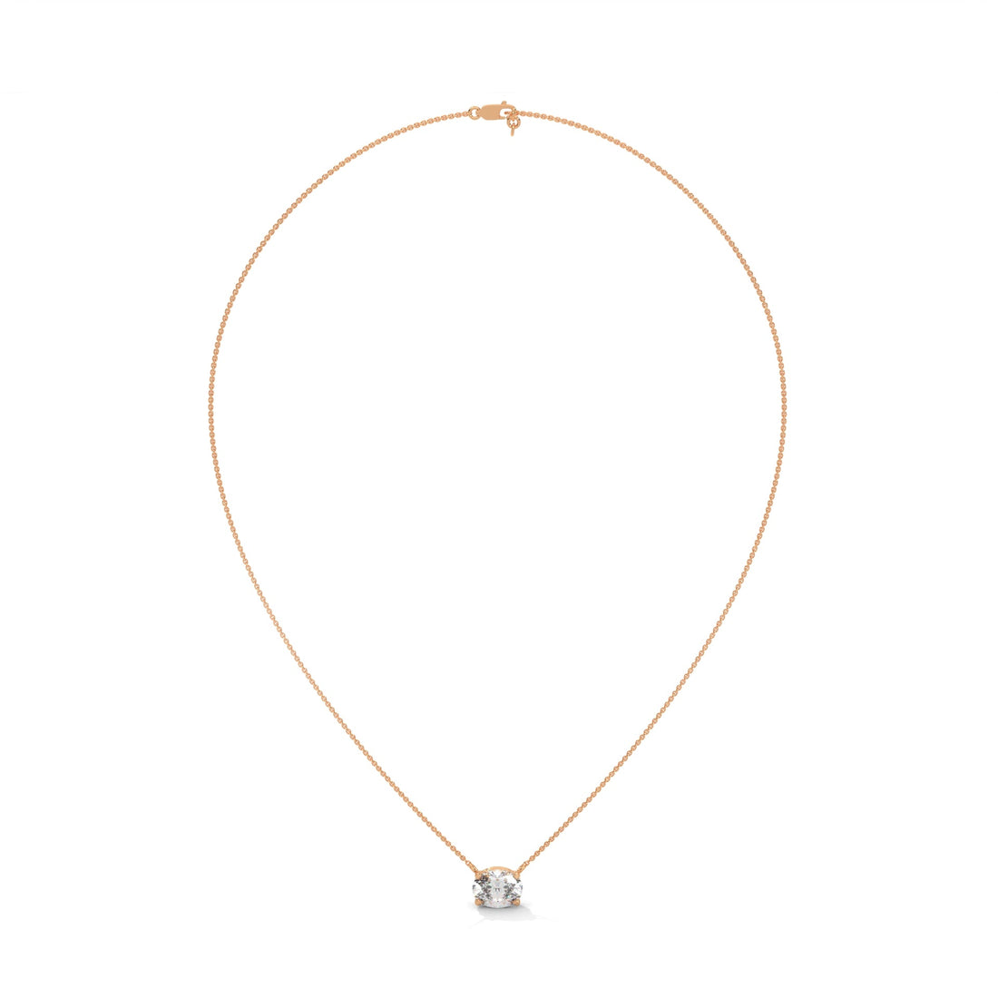 Oval-Cut Diamond Pendant Necklace 2.00ct E-VS1 | 14K Gold | 16”&18” Chain