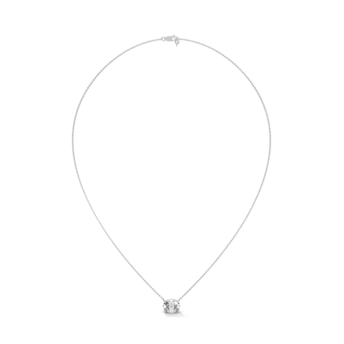 Oval-Cut Diamond Pendant Necklace 2.00ct E-VS1 | 14K Gold | 16”&18” Chain