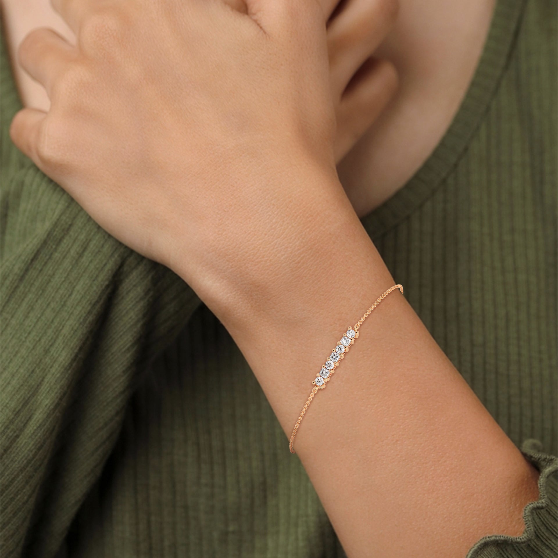 EternaGlow Princess-Cut Lab-Grown Diamond Gold Chain Bracelet | 0.28 CTW