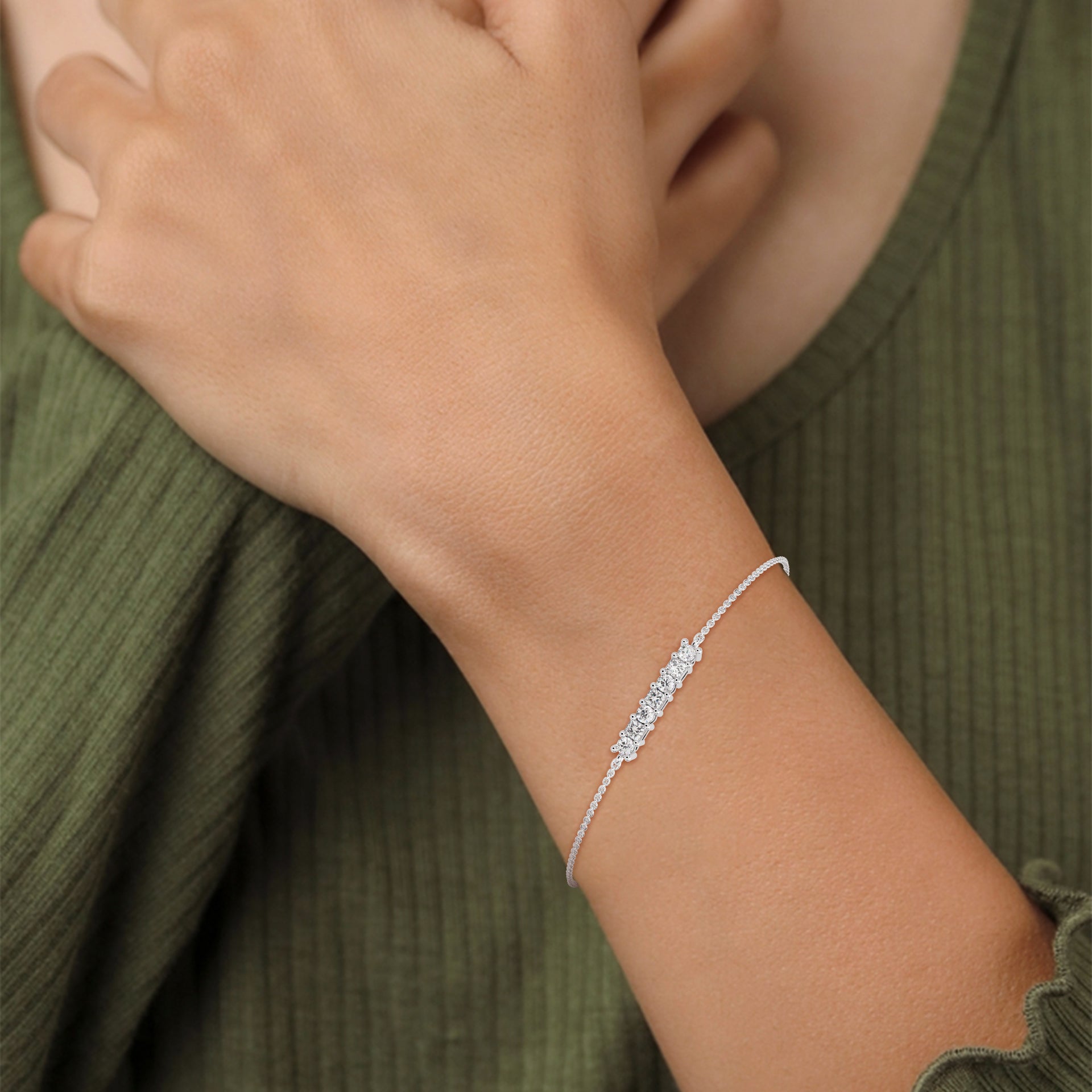 EternaGlow Princess-Cut Lab-Grown Diamond Gold Chain Bracelet | 0.28 CTW