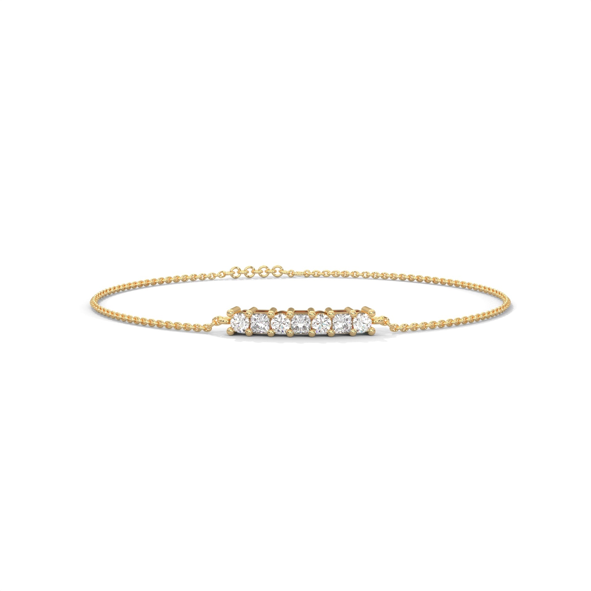 EternaGlow Princess-Cut Lab-Grown Diamond Gold Chain Bracelet | 0.28 CTW