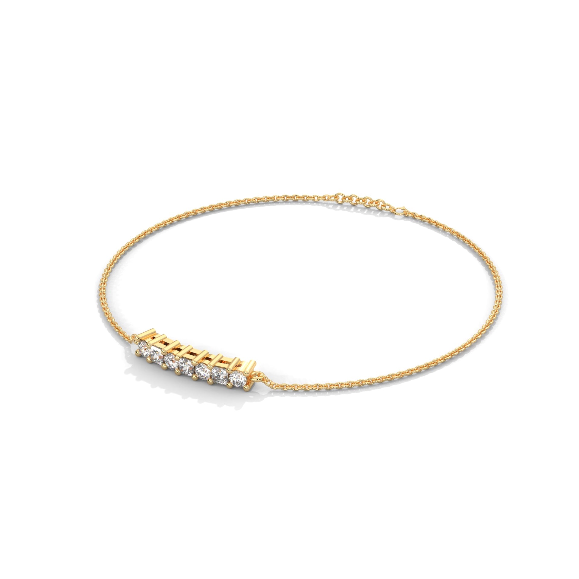 EternaGlow Princess-Cut Lab-Grown Diamond Gold Chain Bracelet | 0.28 CTW