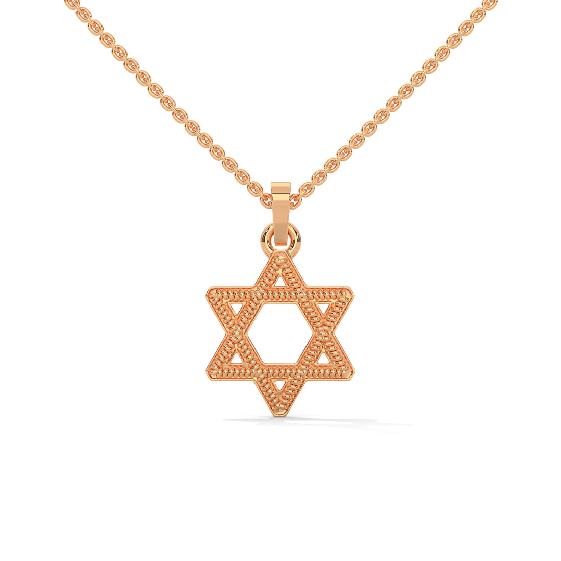 Divine Radiance: 14K Gold Star of David Pendant with Milgrain Detailing
