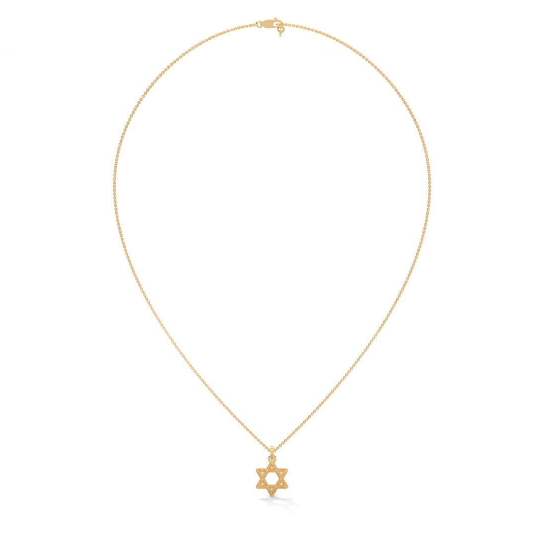 Divine Radiance: 14K Gold Star of David Pendant with Milgrain Detailing