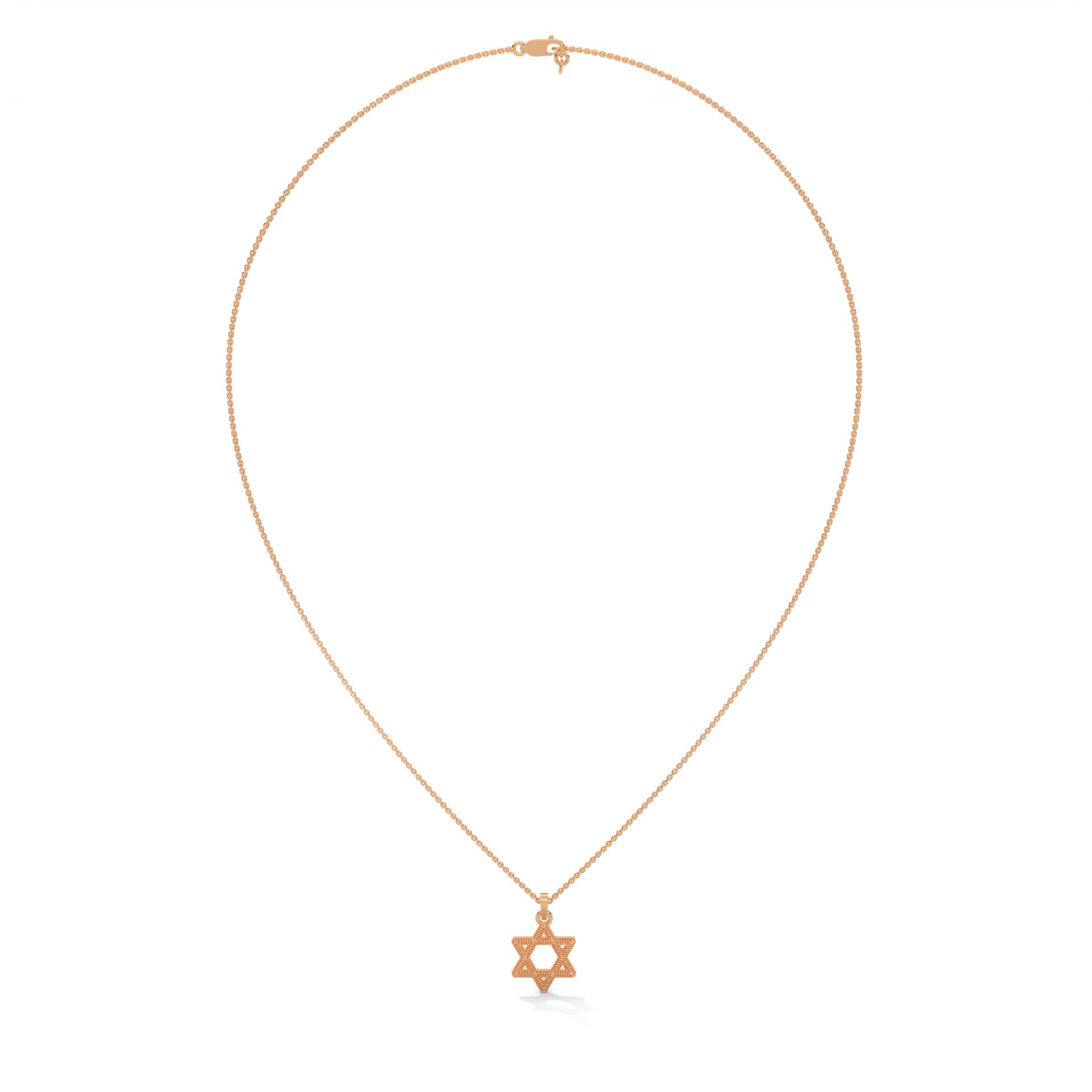 Divine Radiance: 14K Gold Star of David Pendant with Milgrain Detailing