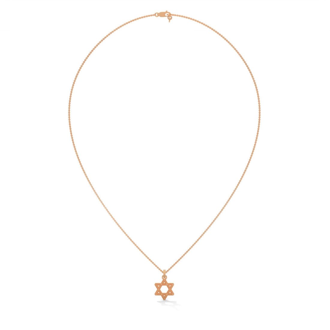 Divine Radiance: 14K Gold Star of David Pendant with Milgrain Detailing