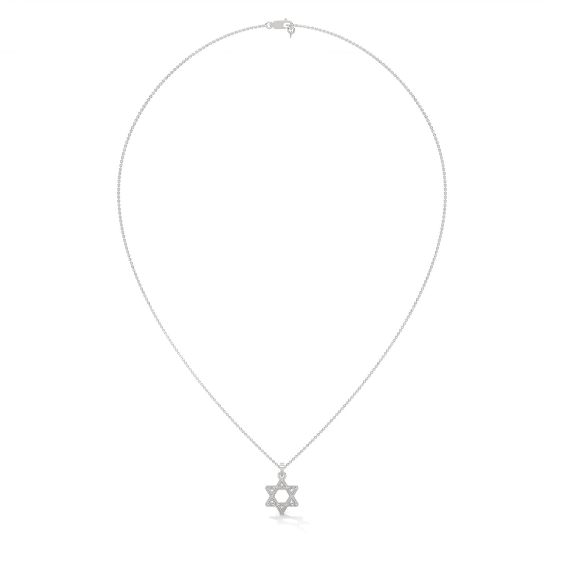 Divine Radiance: 14K Gold Star of David Pendant with Milgrain Detailing