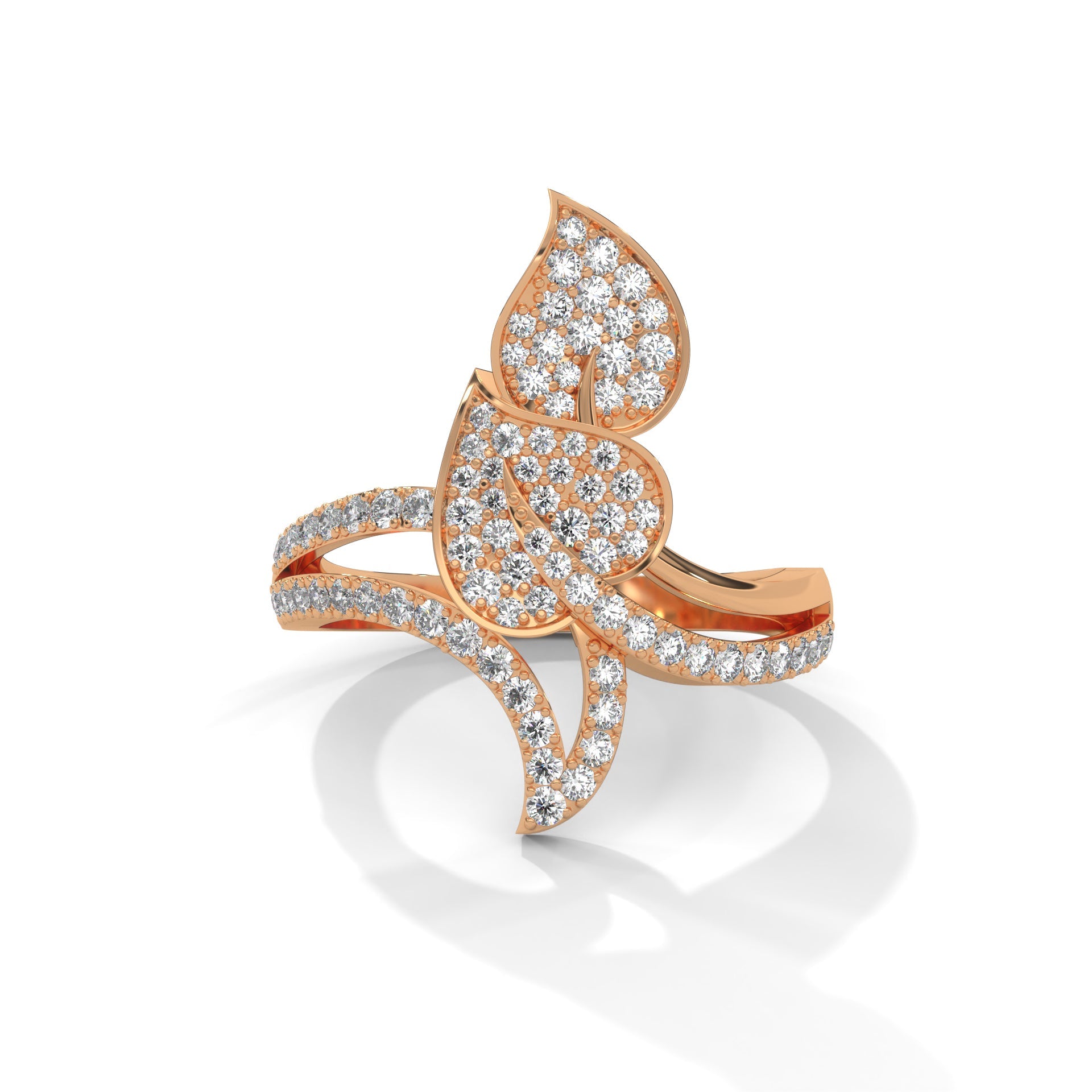 FloraLuxe 0.66 CTW Lab-Grown Diamond Leaf Ring | 14K & 18K Gold