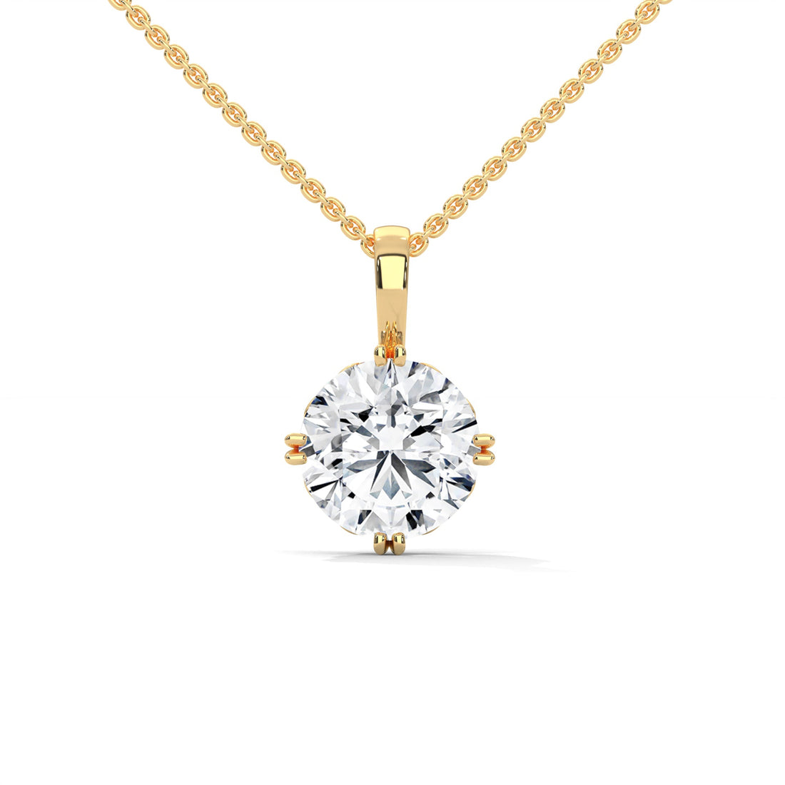 Round-Cut Diamond Pendant Necklace  2.75ct E-VS1 | 14K Gold | 16” & 18” Chain