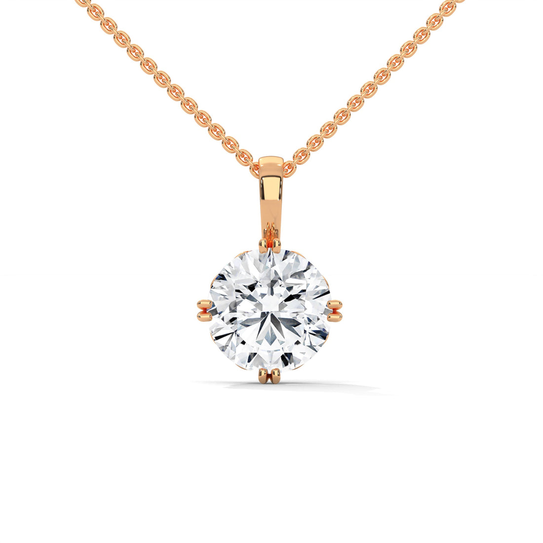 Round-Cut Diamond Pendant Necklace  2.75ct E-VS1 | 14K Gold | 16” & 18” Chain