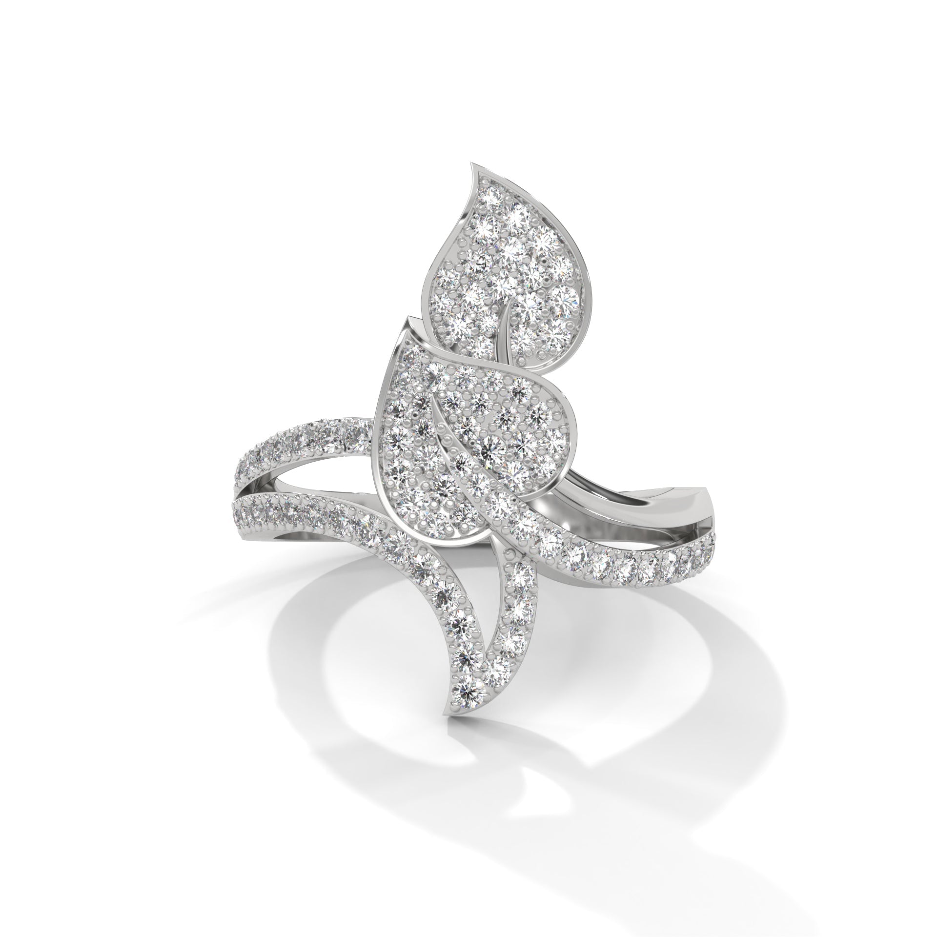 FloraLuxe 0.66 CTW Lab-Grown Diamond Leaf Ring | 14K & 18K Gold