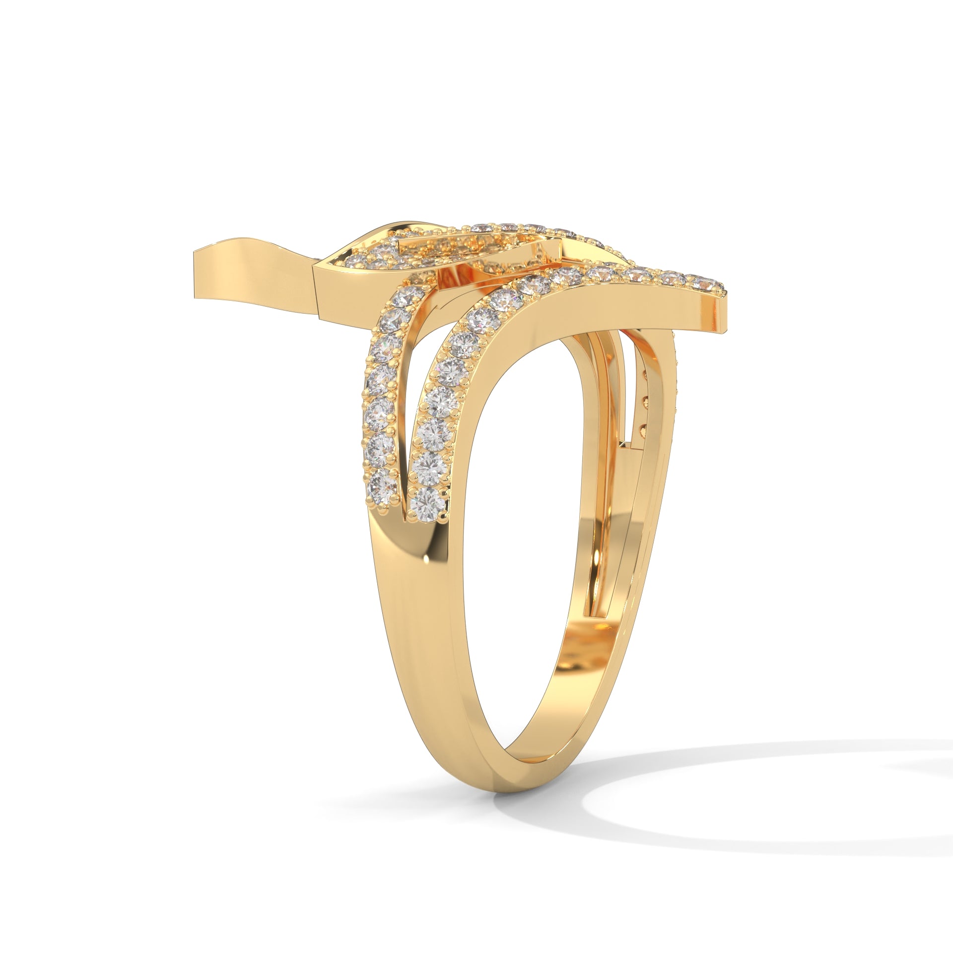 FloraLuxe 0.66 CTW Lab-Grown Diamond Leaf Ring | 14K & 18K Gold