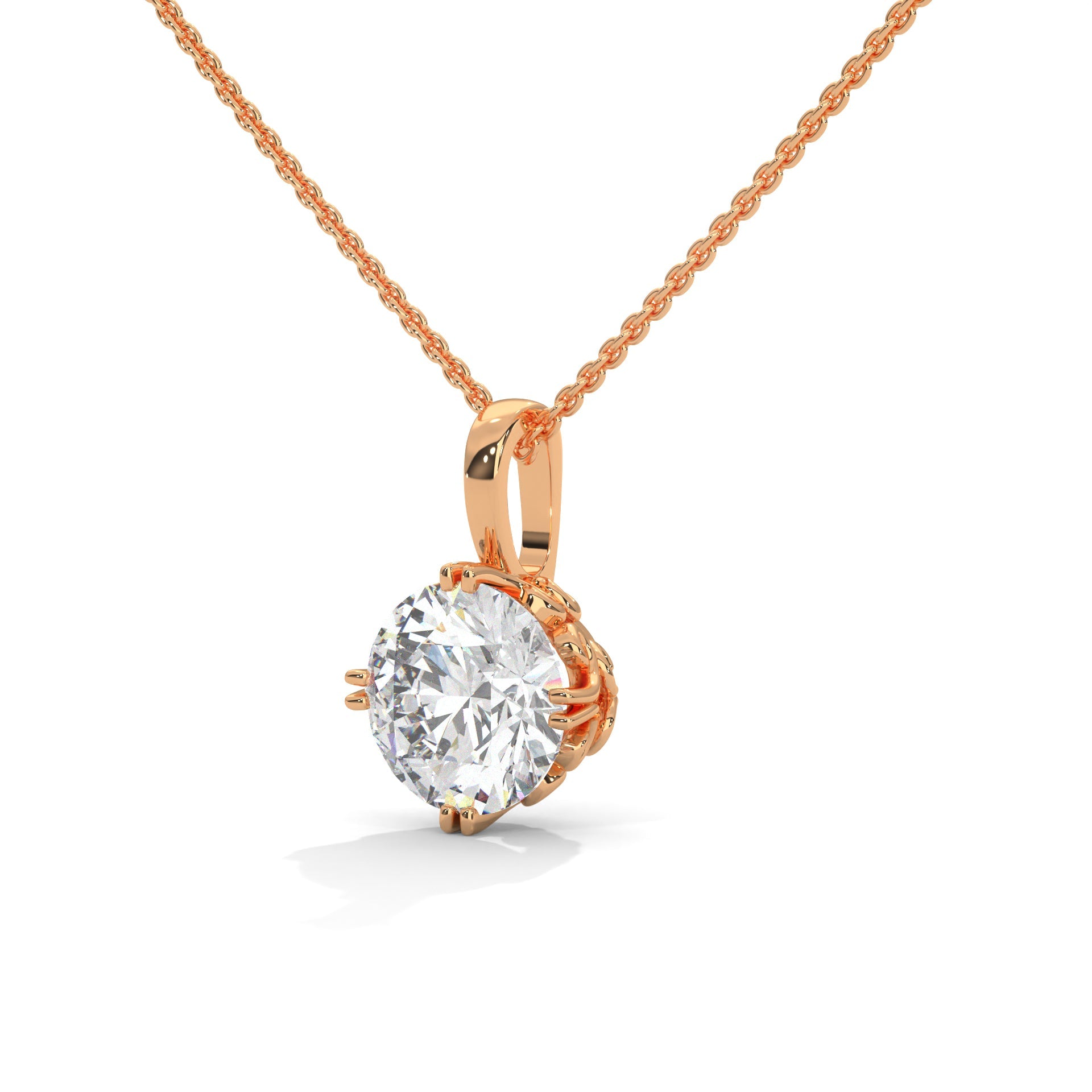 Round-Cut Diamond Pendant Necklace  2.75ct E-VS1 | 14K Gold | 16” & 18” Chain