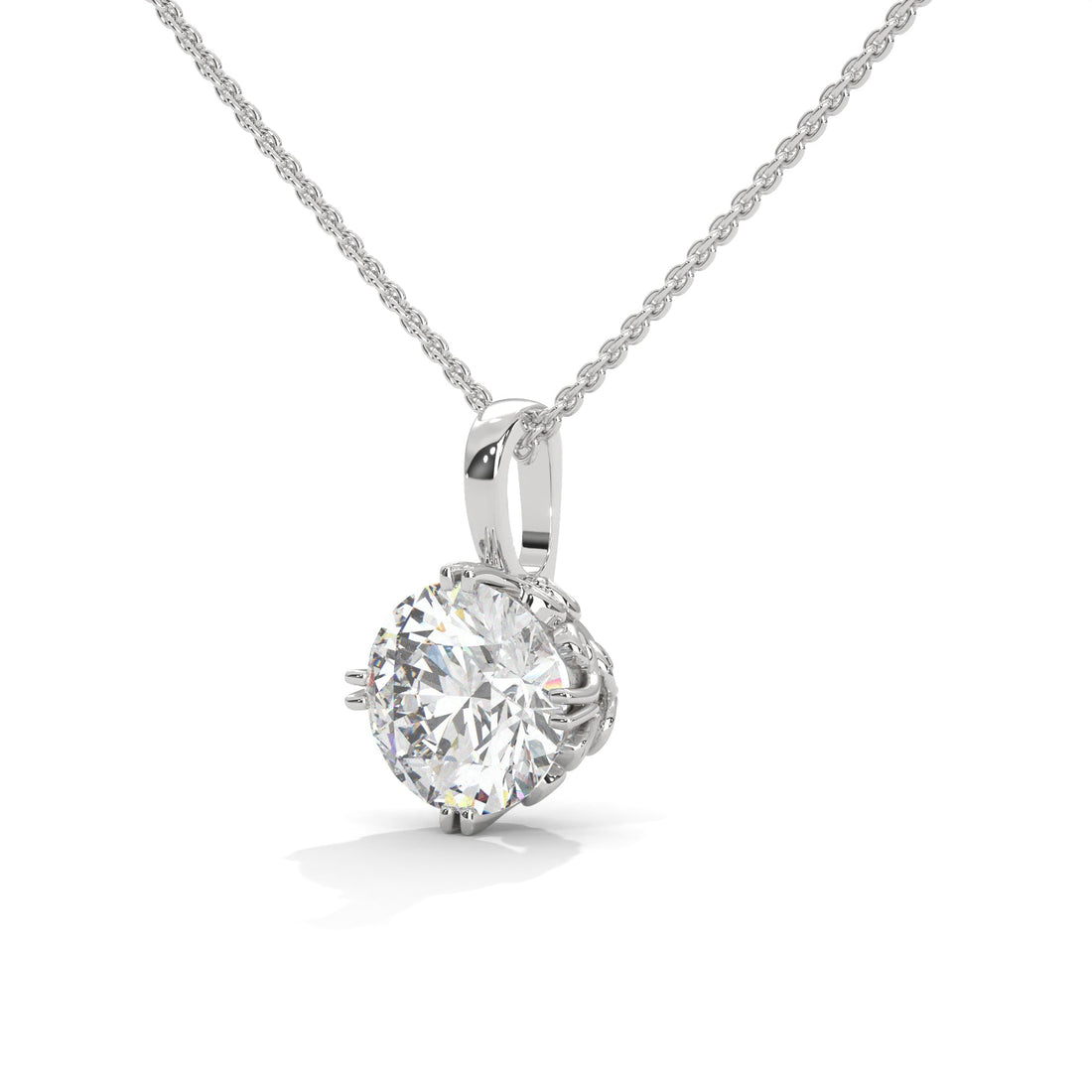 Round-Cut Diamond Pendant Necklace  2.75ct E-VS1 | 14K Gold | 16” & 18” Chain