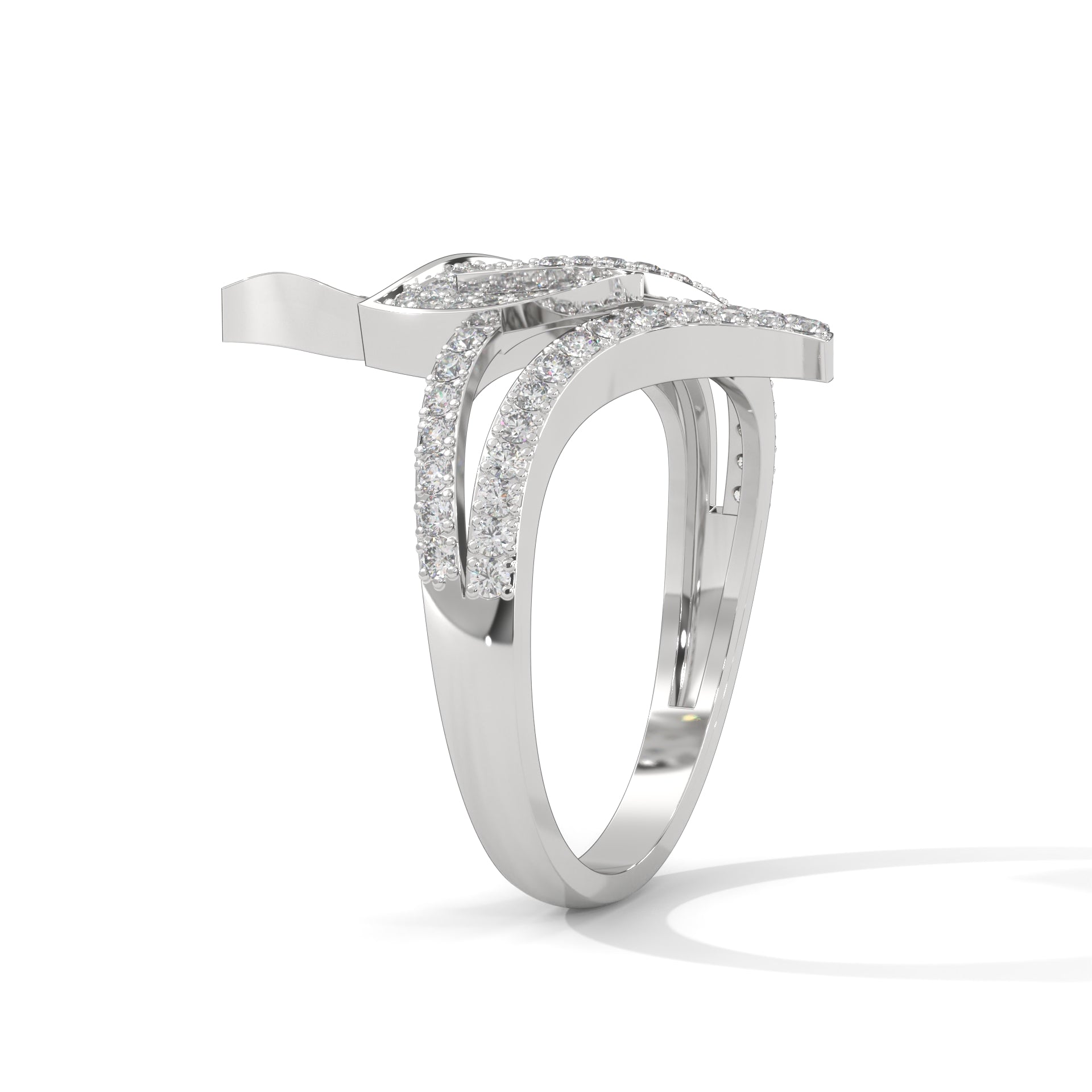 FloraLuxe 0.66 CTW Lab-Grown Diamond Leaf Ring | 14K & 18K Gold