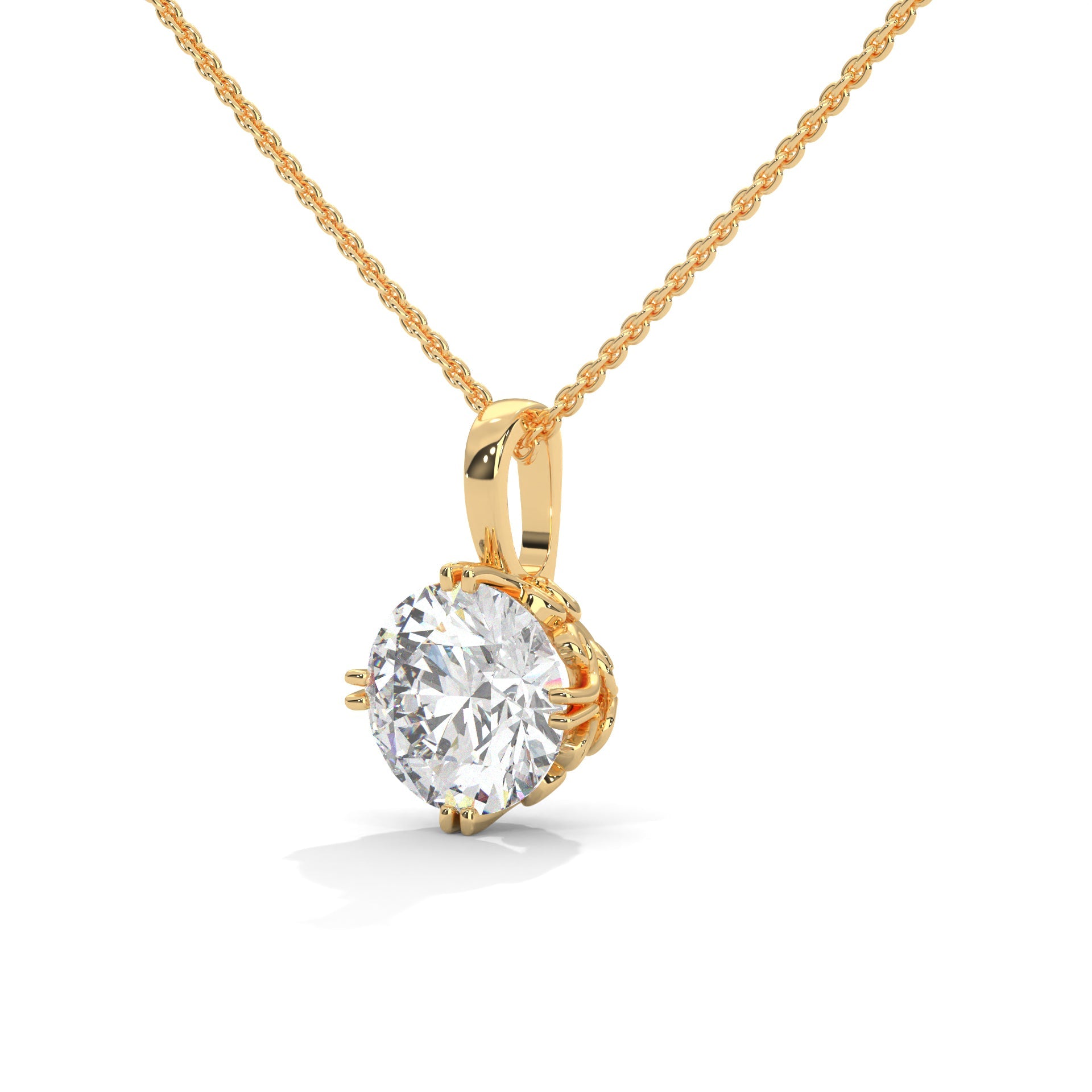 Round-Cut Diamond Pendant Necklace  2.75ct E-VS1 | 14K Gold | 16” & 18” Chain