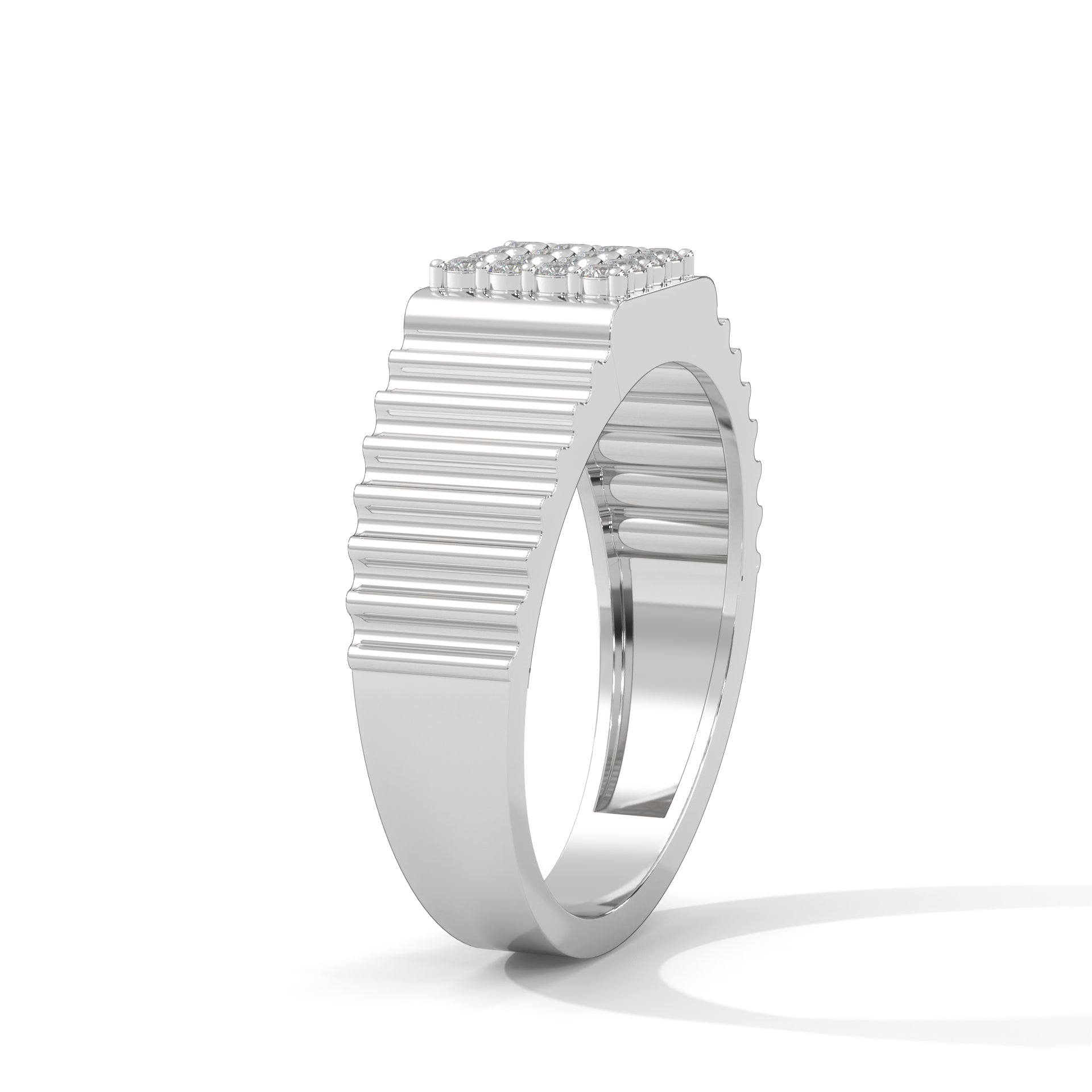 Vanguard 0.22 CTW Round Lab-Grown Diamond Textured Men's Ring