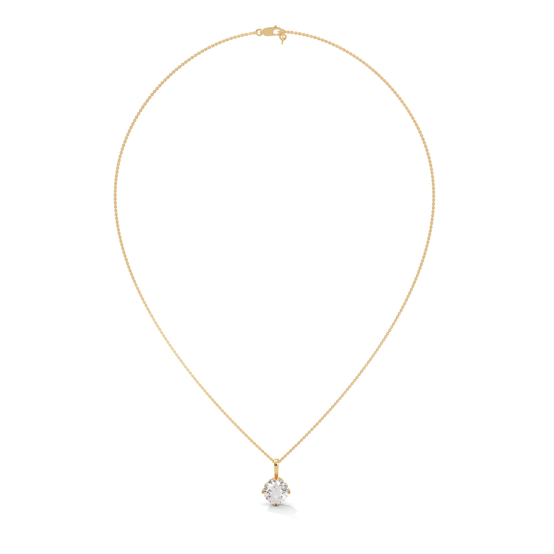 Round-Cut Diamond Pendant Necklace  2.75ct E-VS1 | 14K Gold | 16” & 18” Chain