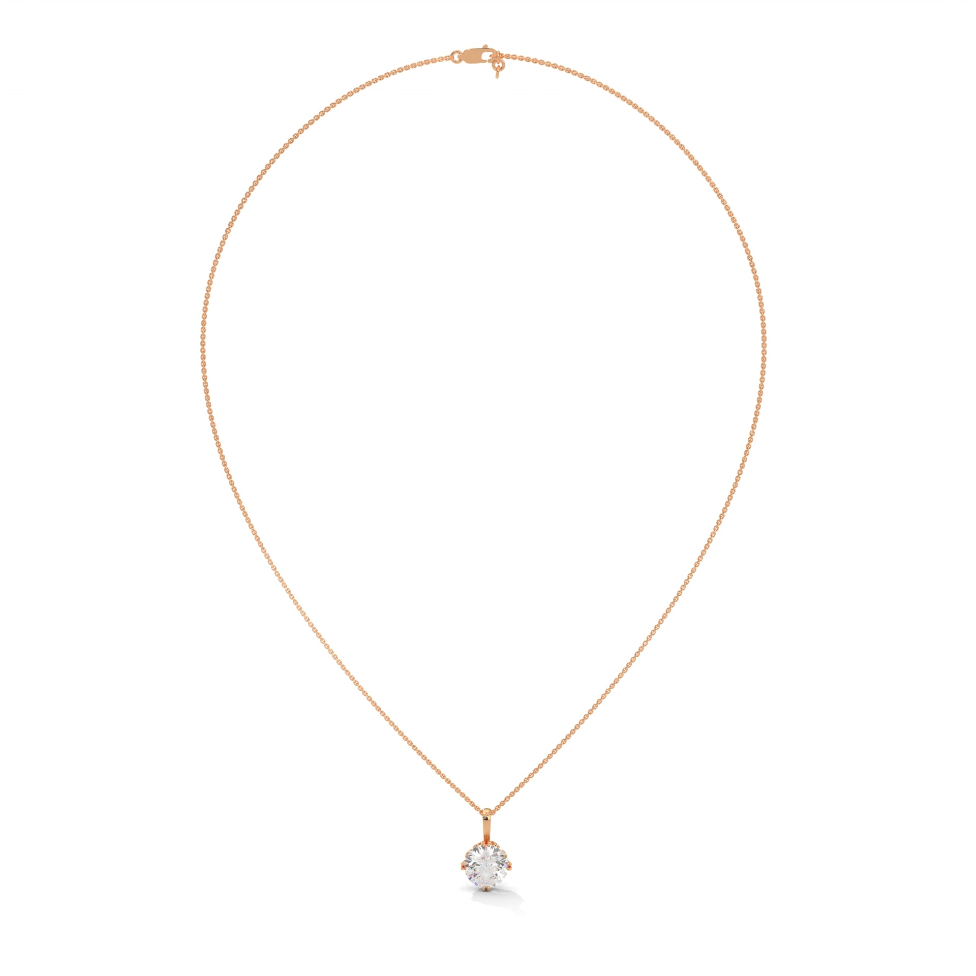 Round-Cut Diamond Pendant Necklace  2.75ct E-VS1 | 14K Gold | 16” & 18” Chain